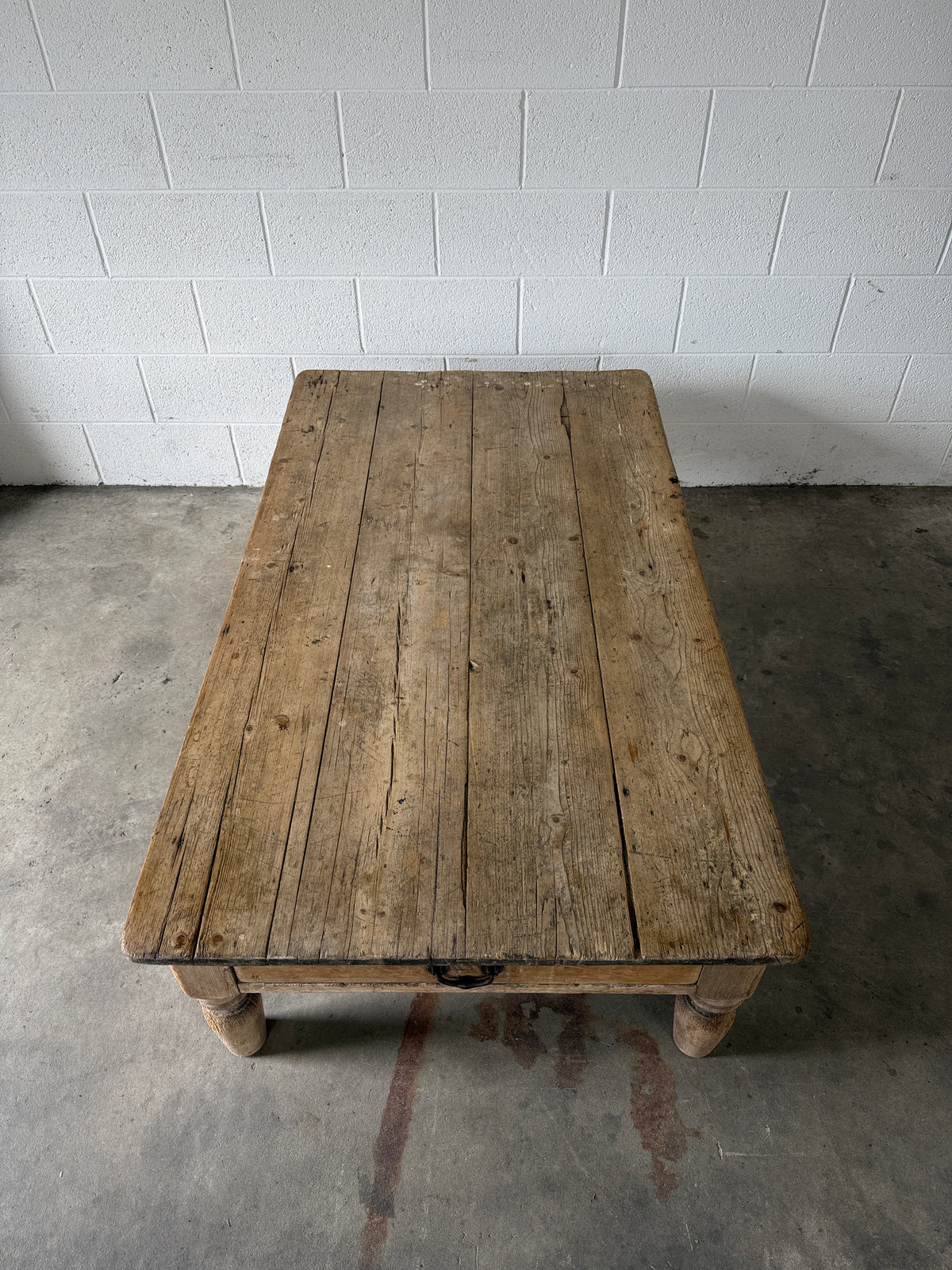 Large pine farmhouse coffee table