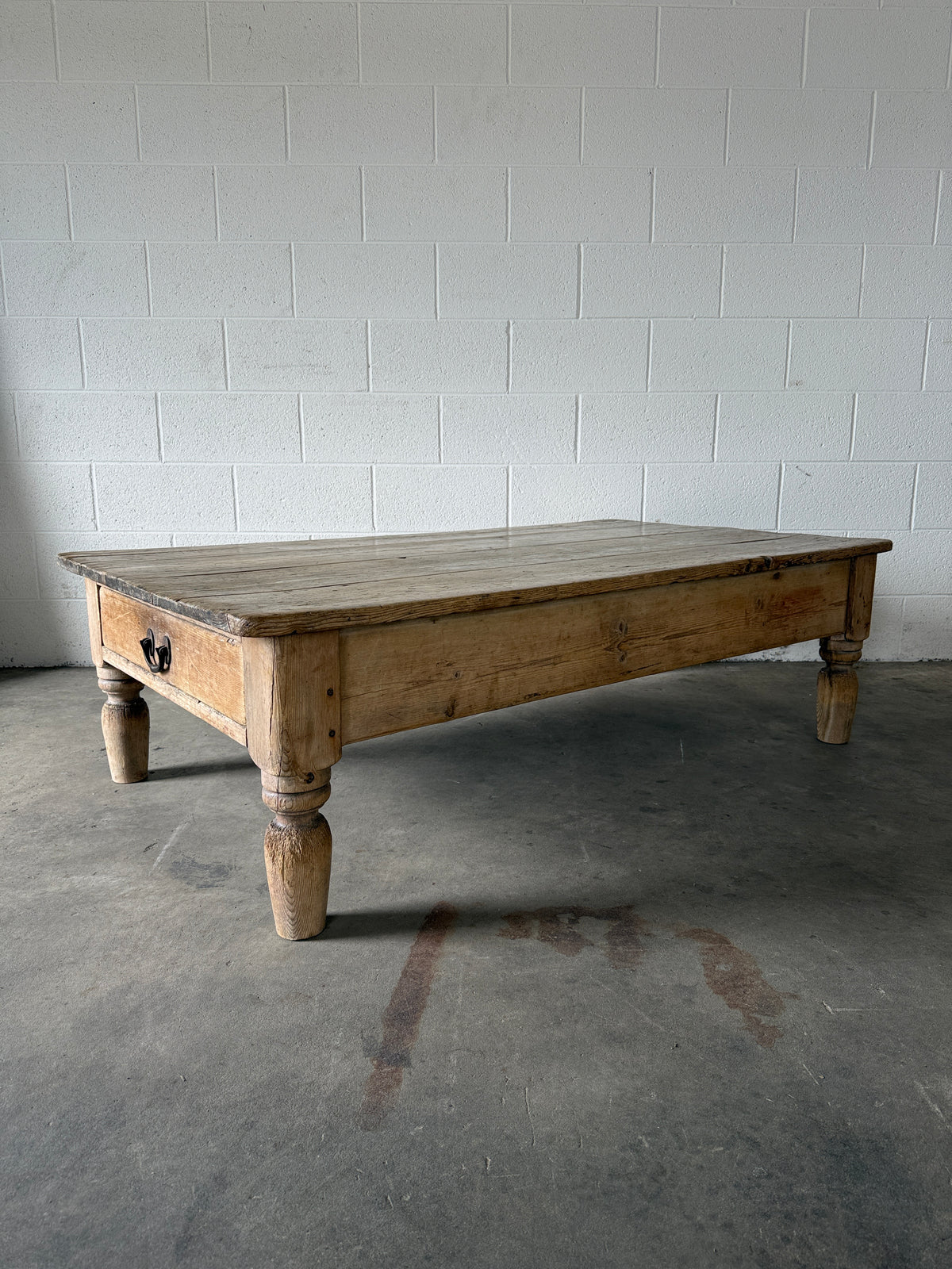 Large pine farmhouse coffee table