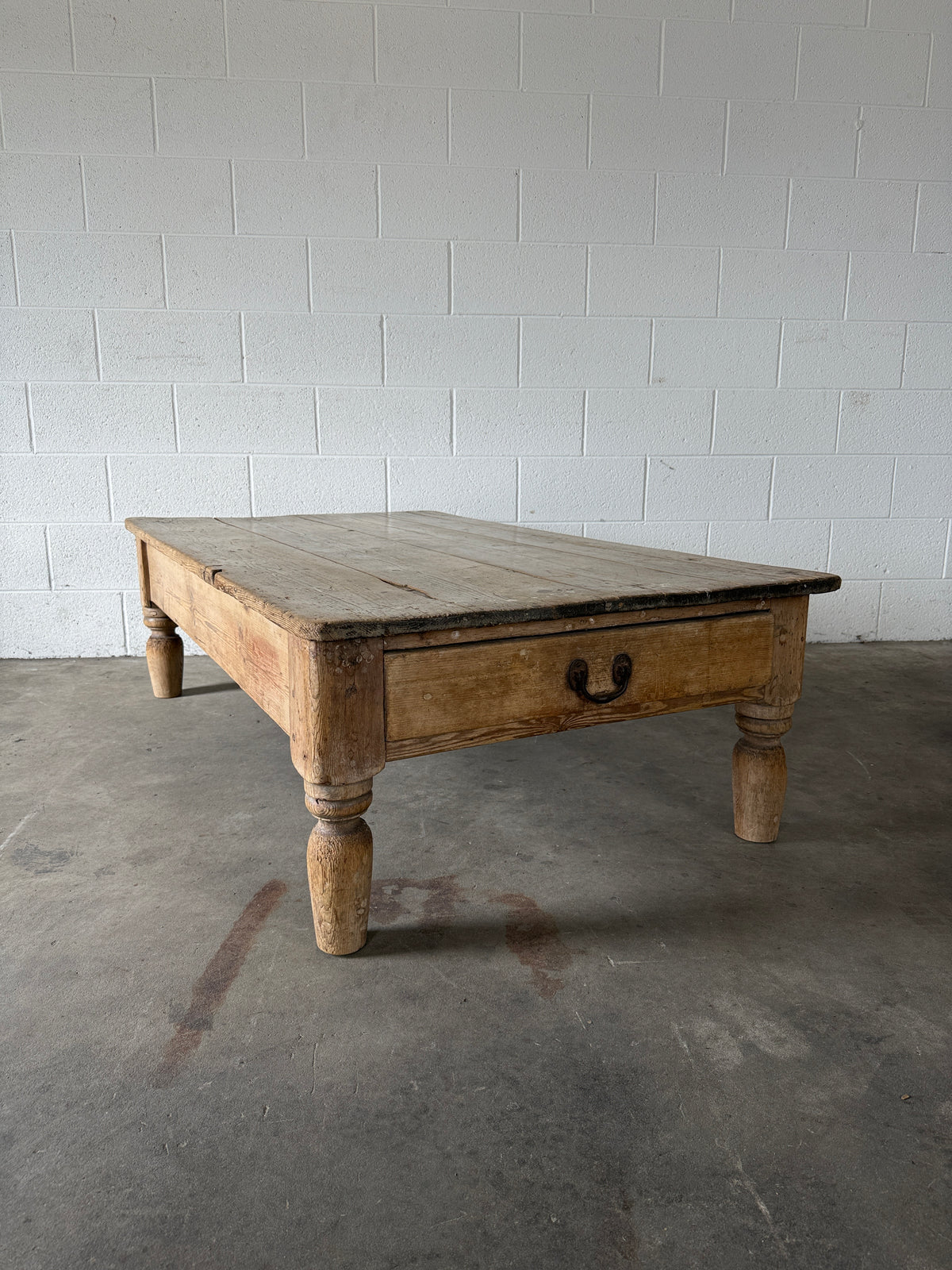 Large pine farmhouse coffee table
