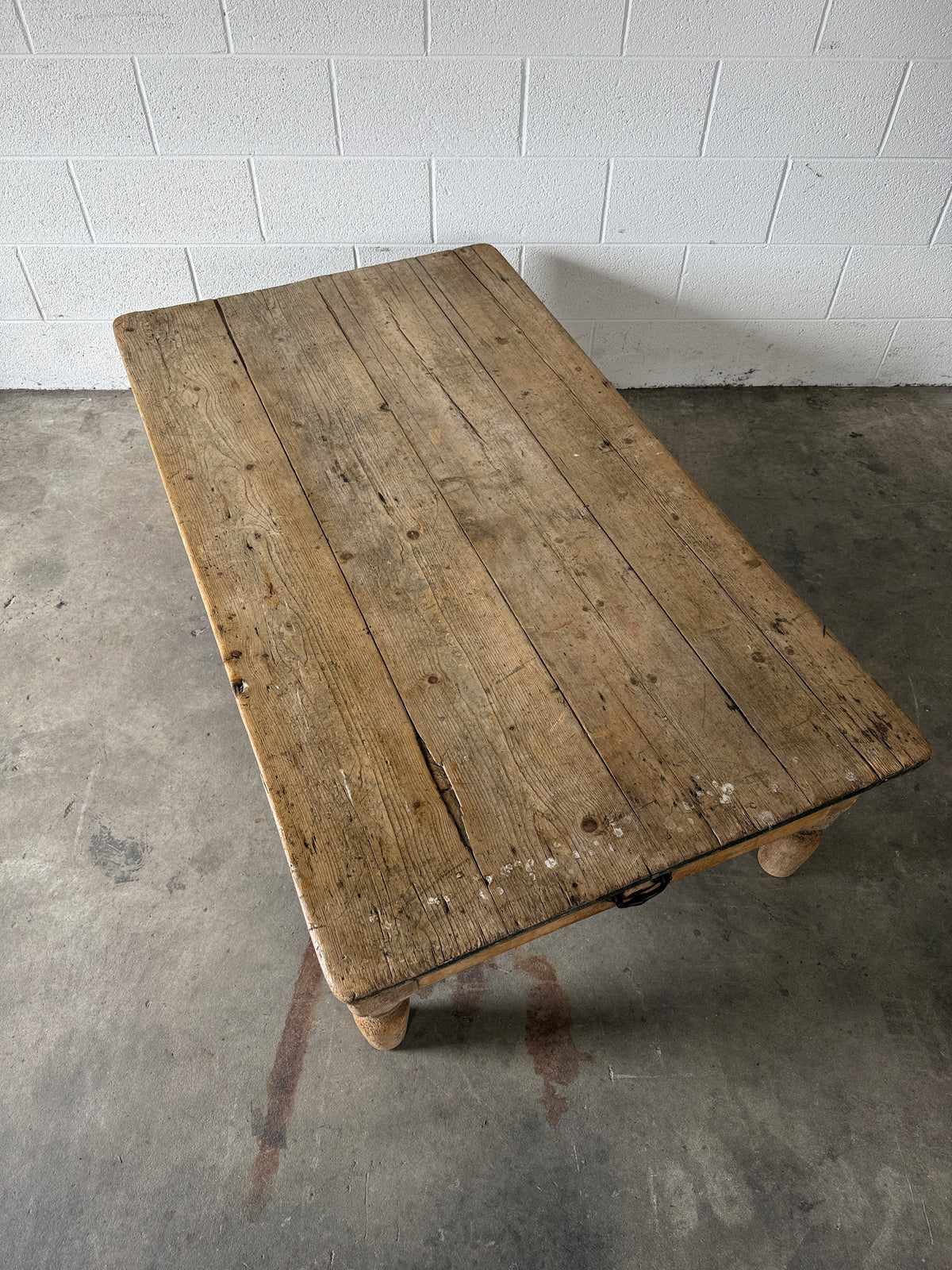 Large pine farmhouse coffee table