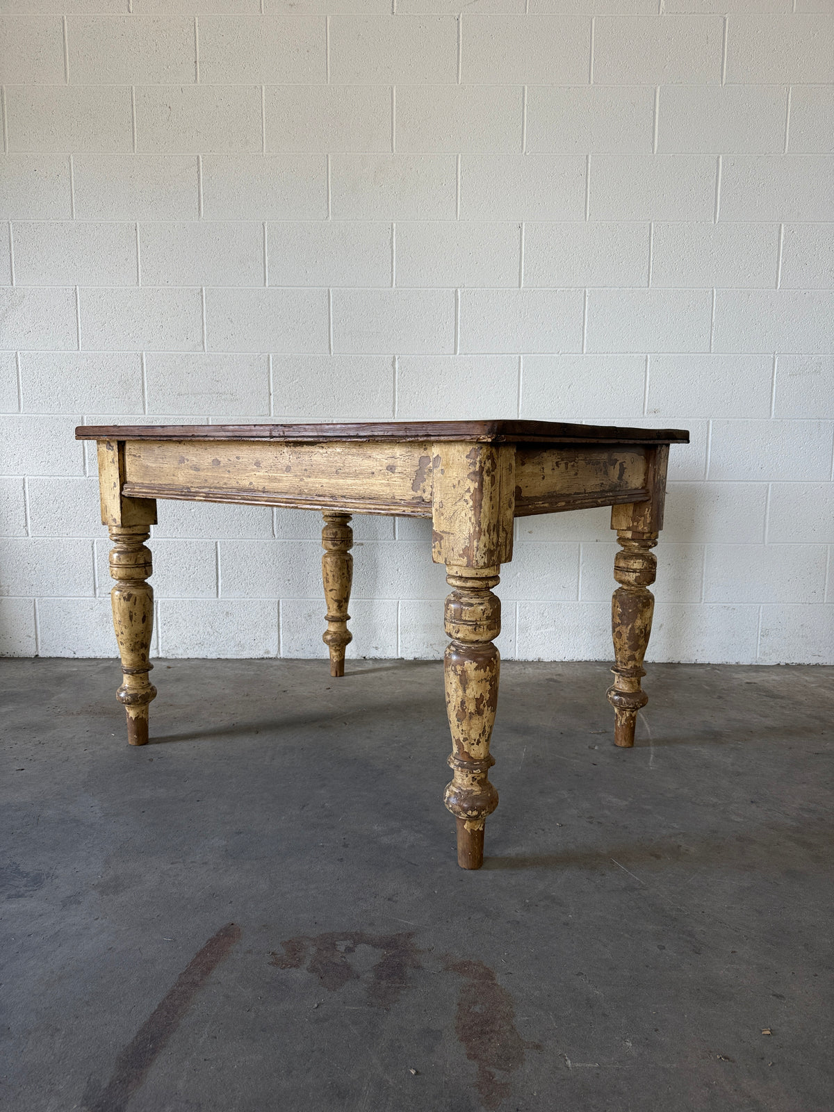 Chippy painted antique pine table
