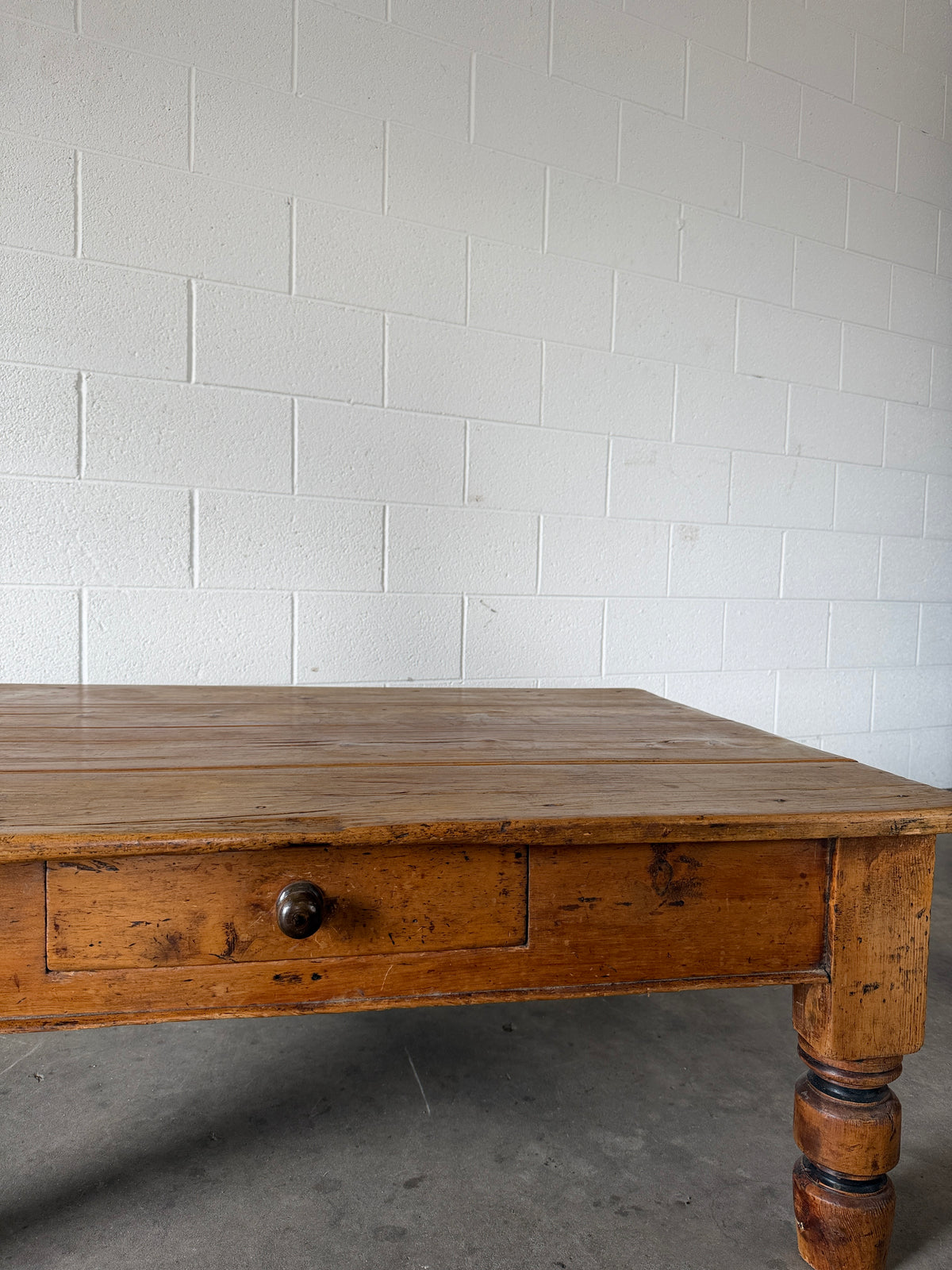 Antique pine coffee table with drawer