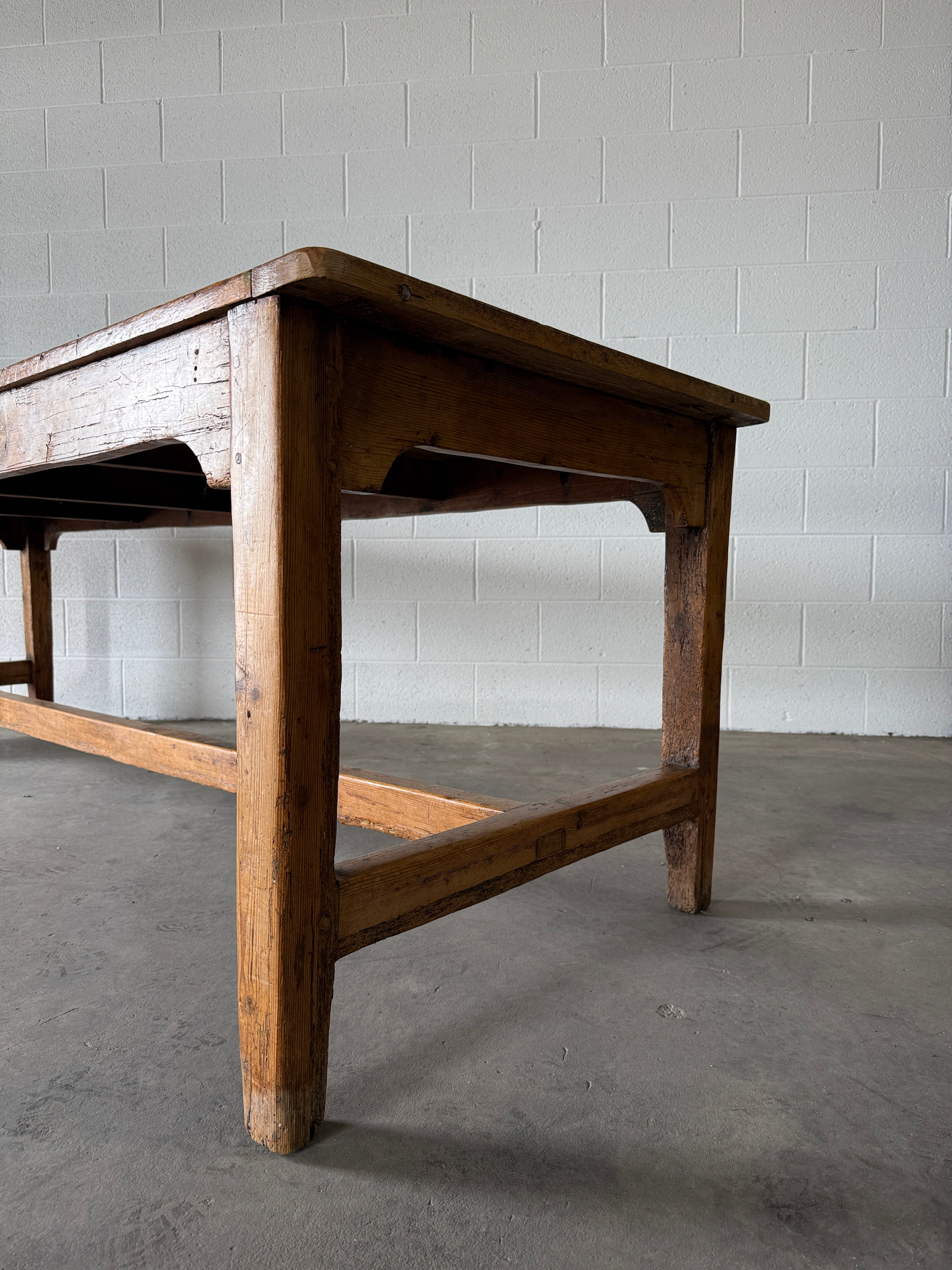 Large antique pine dining table