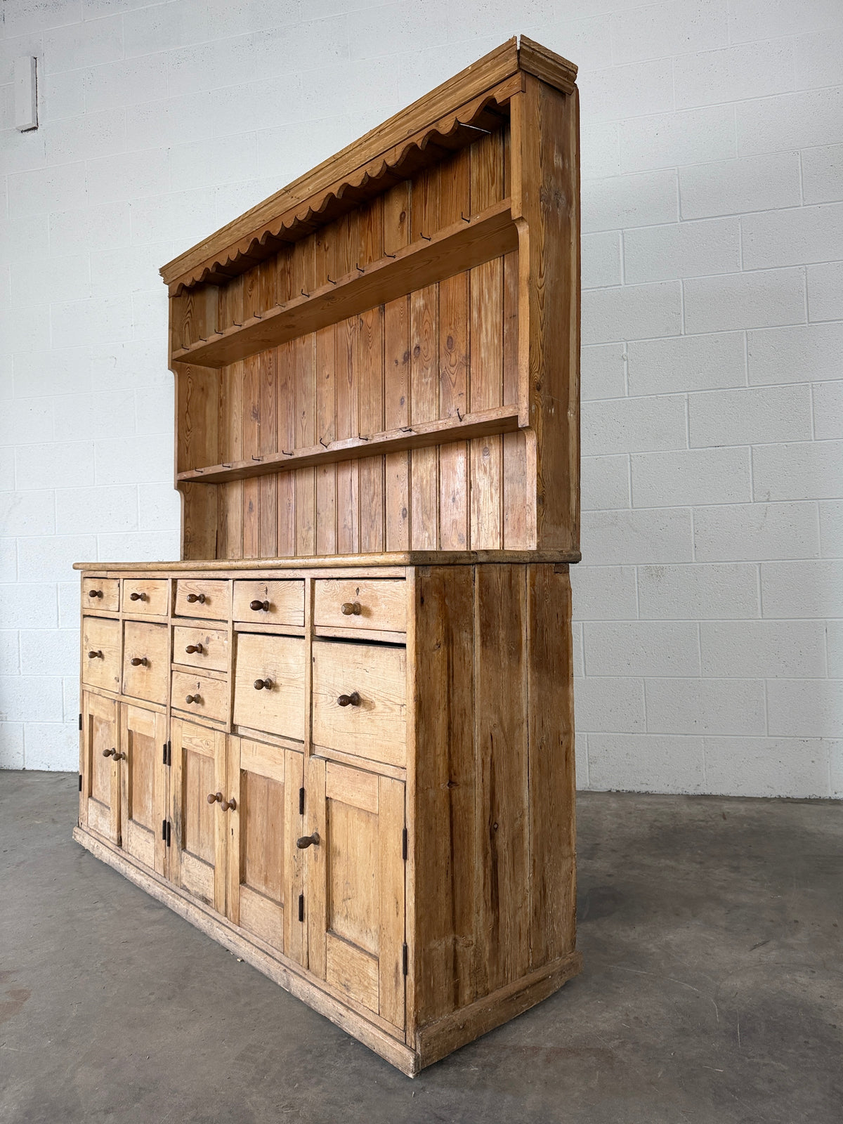 Antique pine dresser with unusual drawers