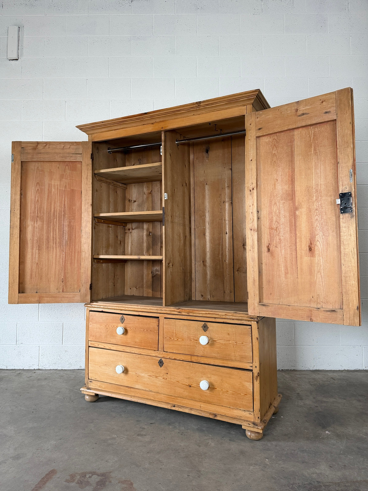 Victorian pine linen press