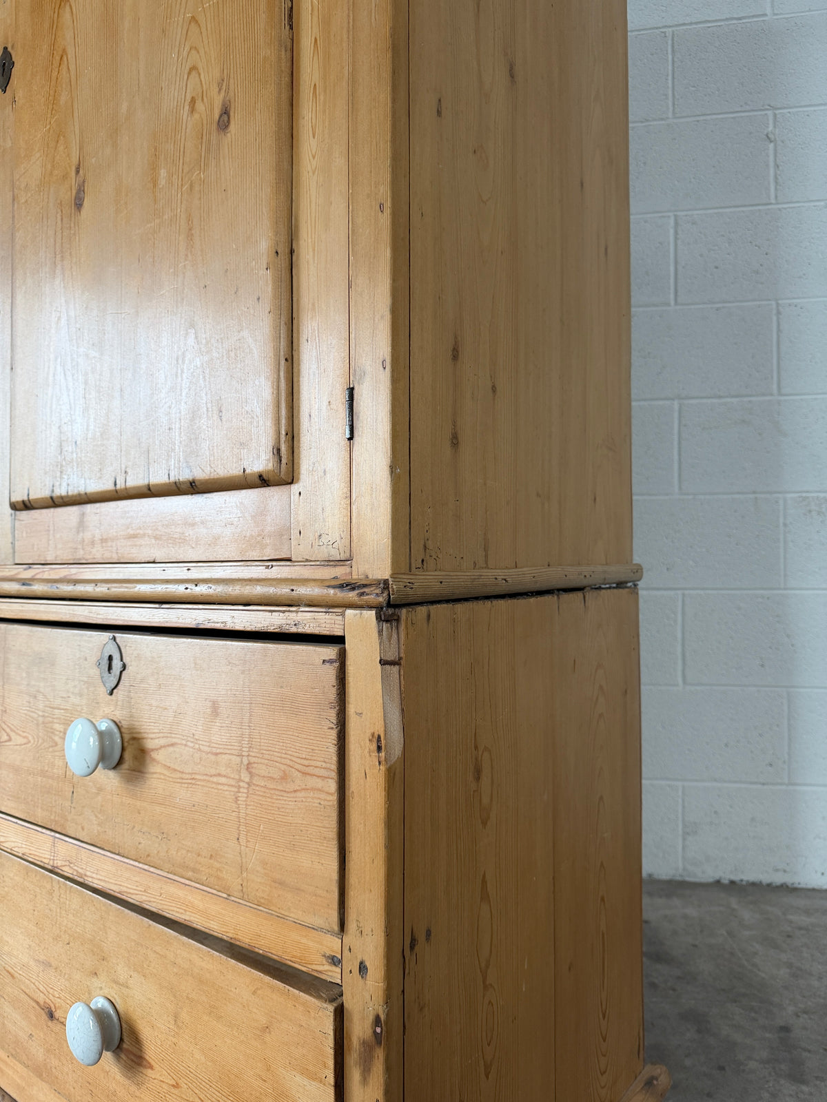 Victorian pine linen press