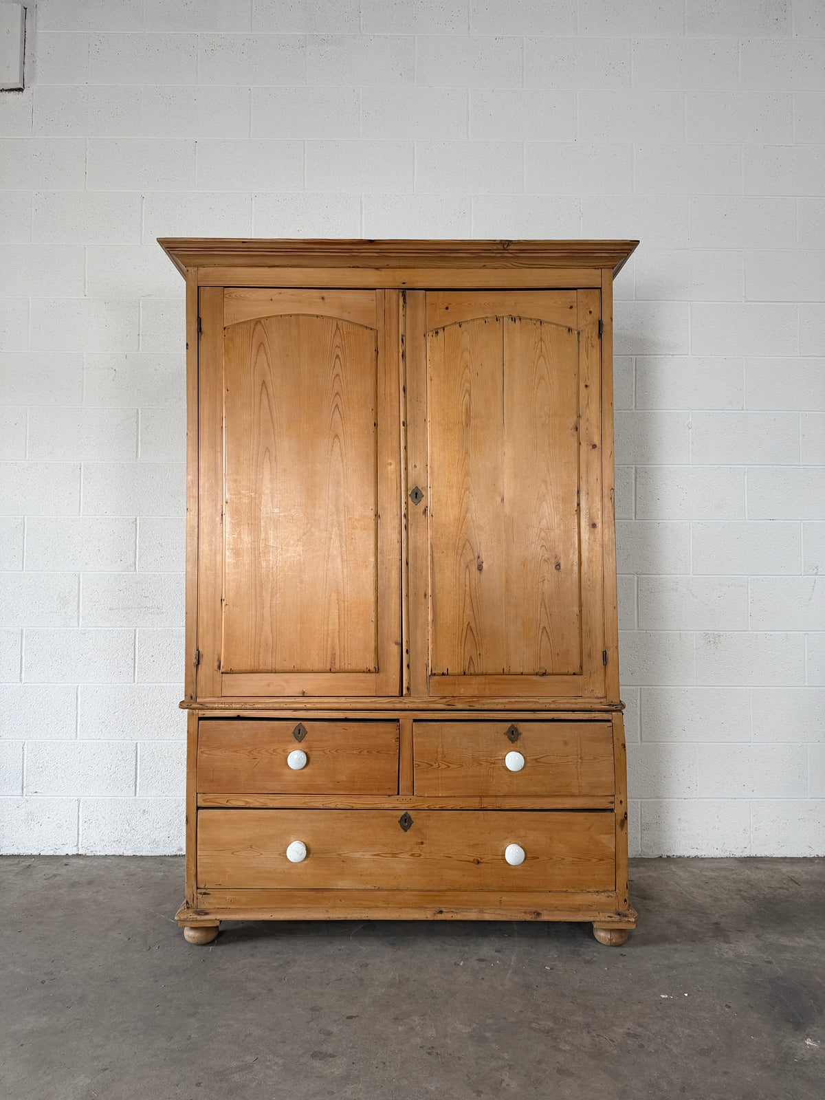 Victorian pine linen press