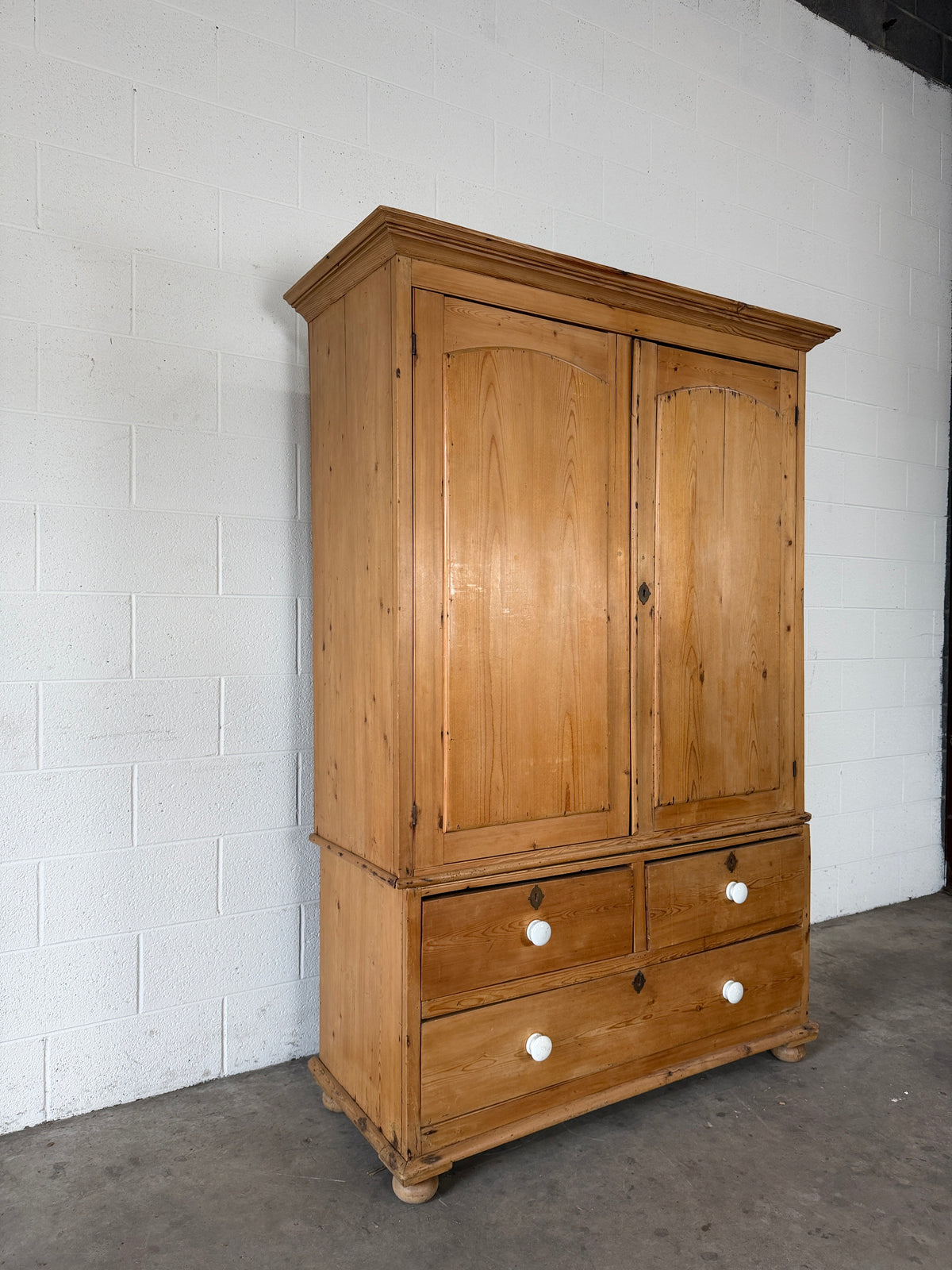 Victorian pine linen press