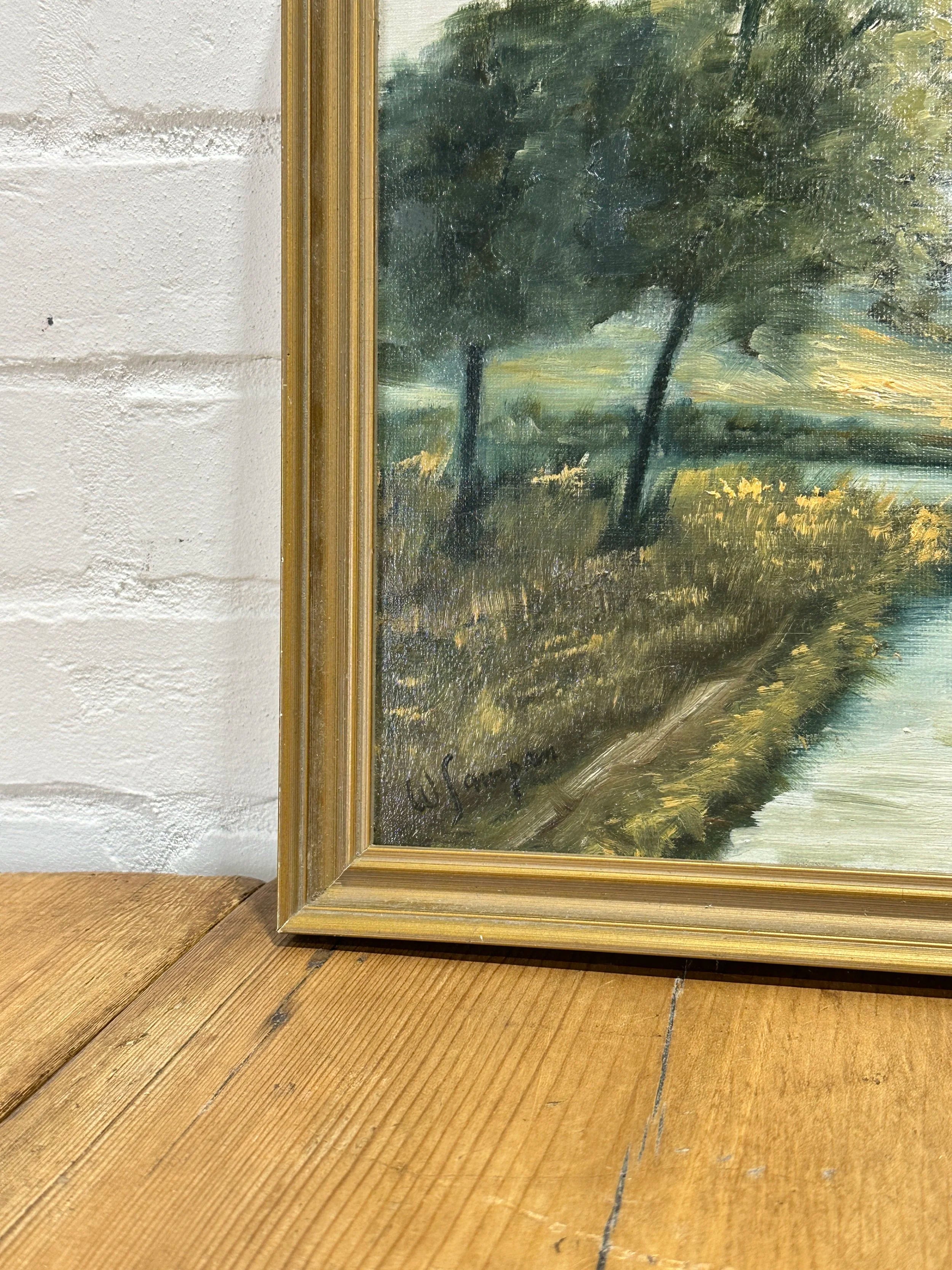 Oil painting of a landscape