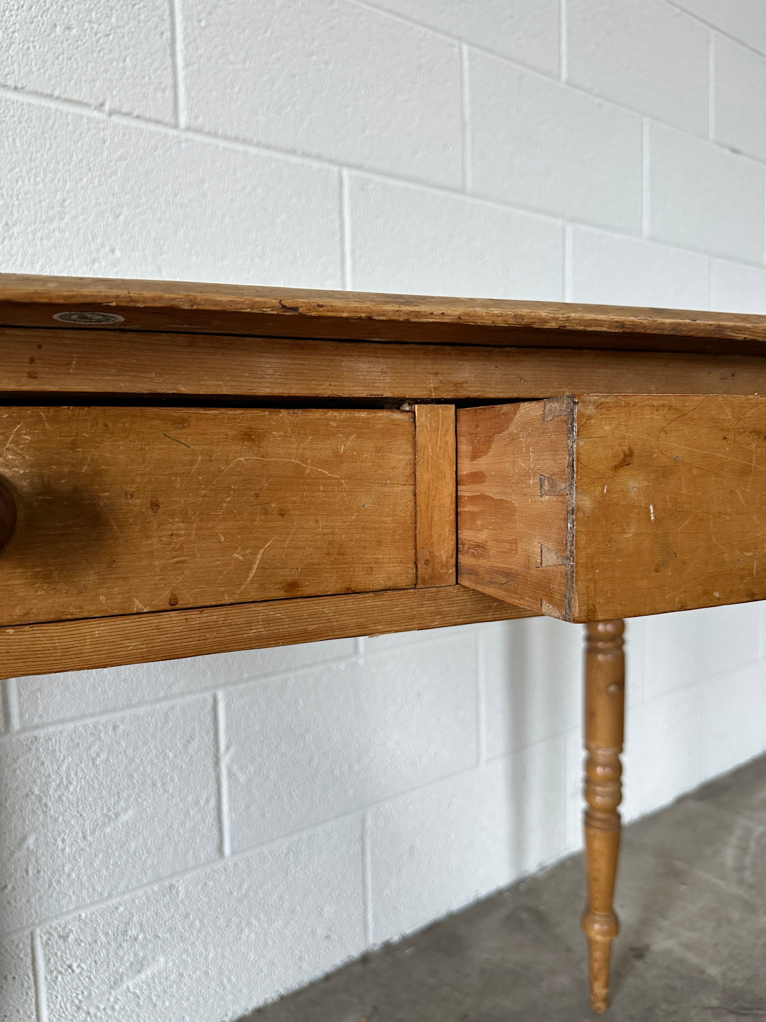 Antique pine side table or washstand with two drawers