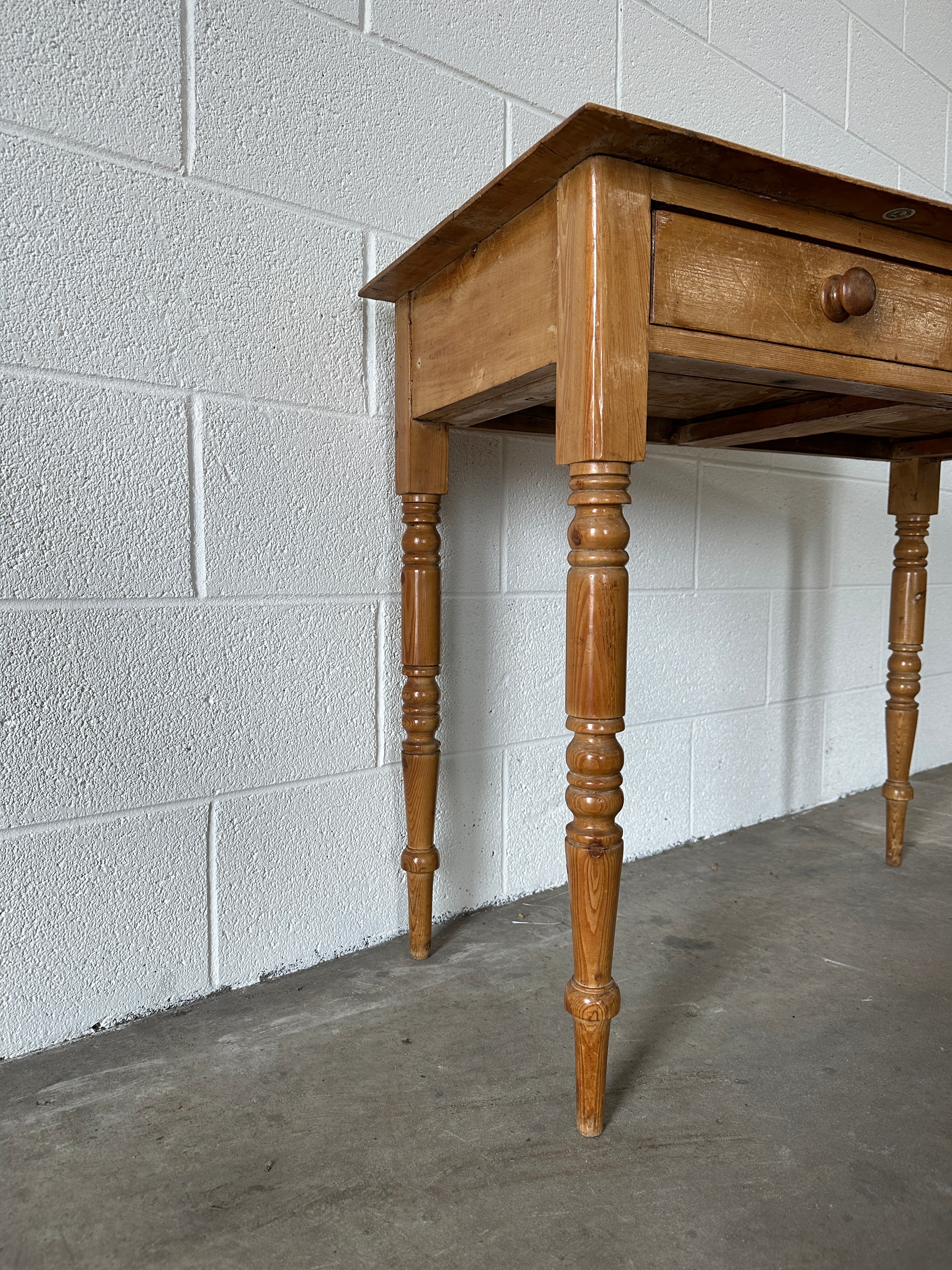 Antique pine side table or washstand with two drawers