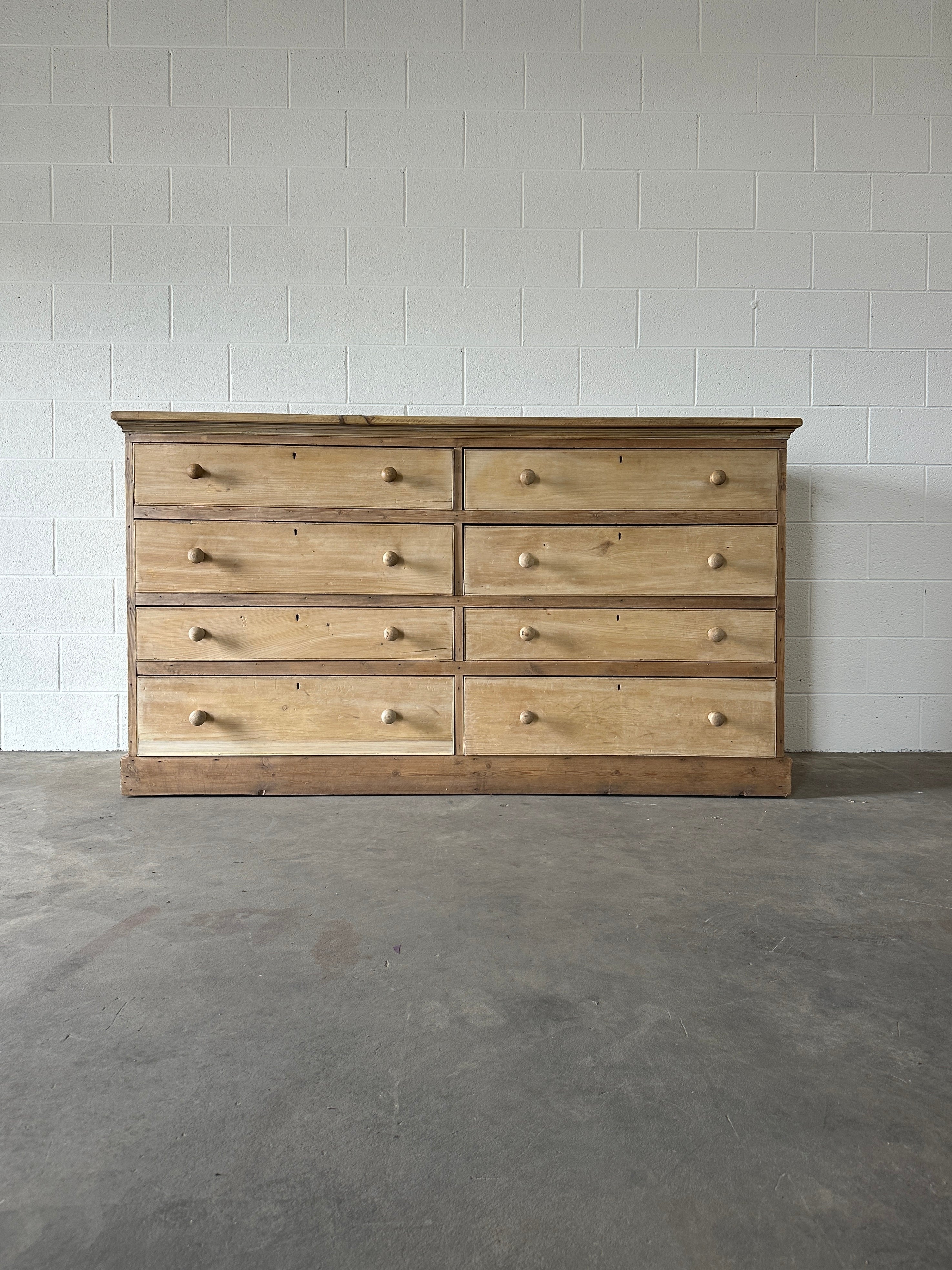 Antique European bank of 8 drawers