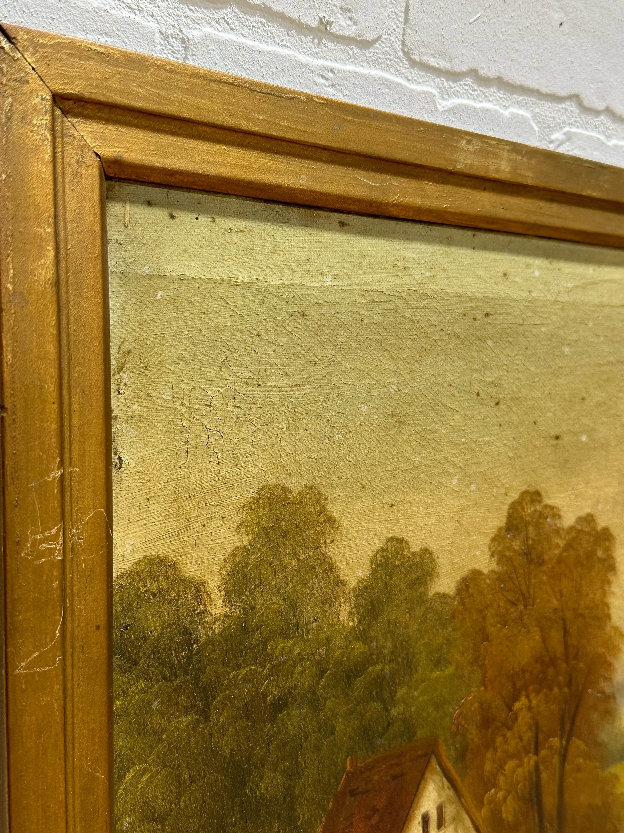 Oil painting of a small cottage