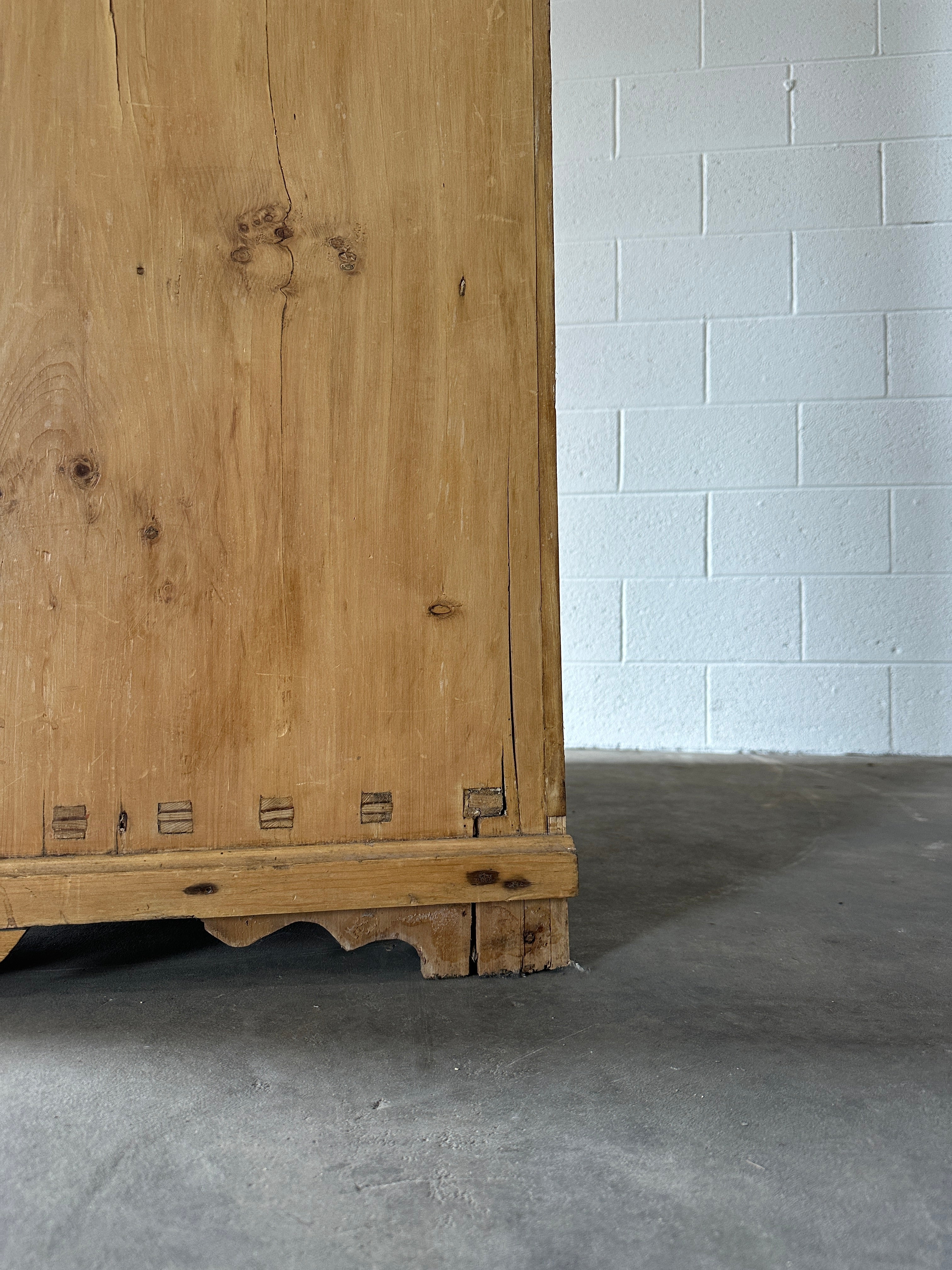 19th century English pine press or linen cupboard