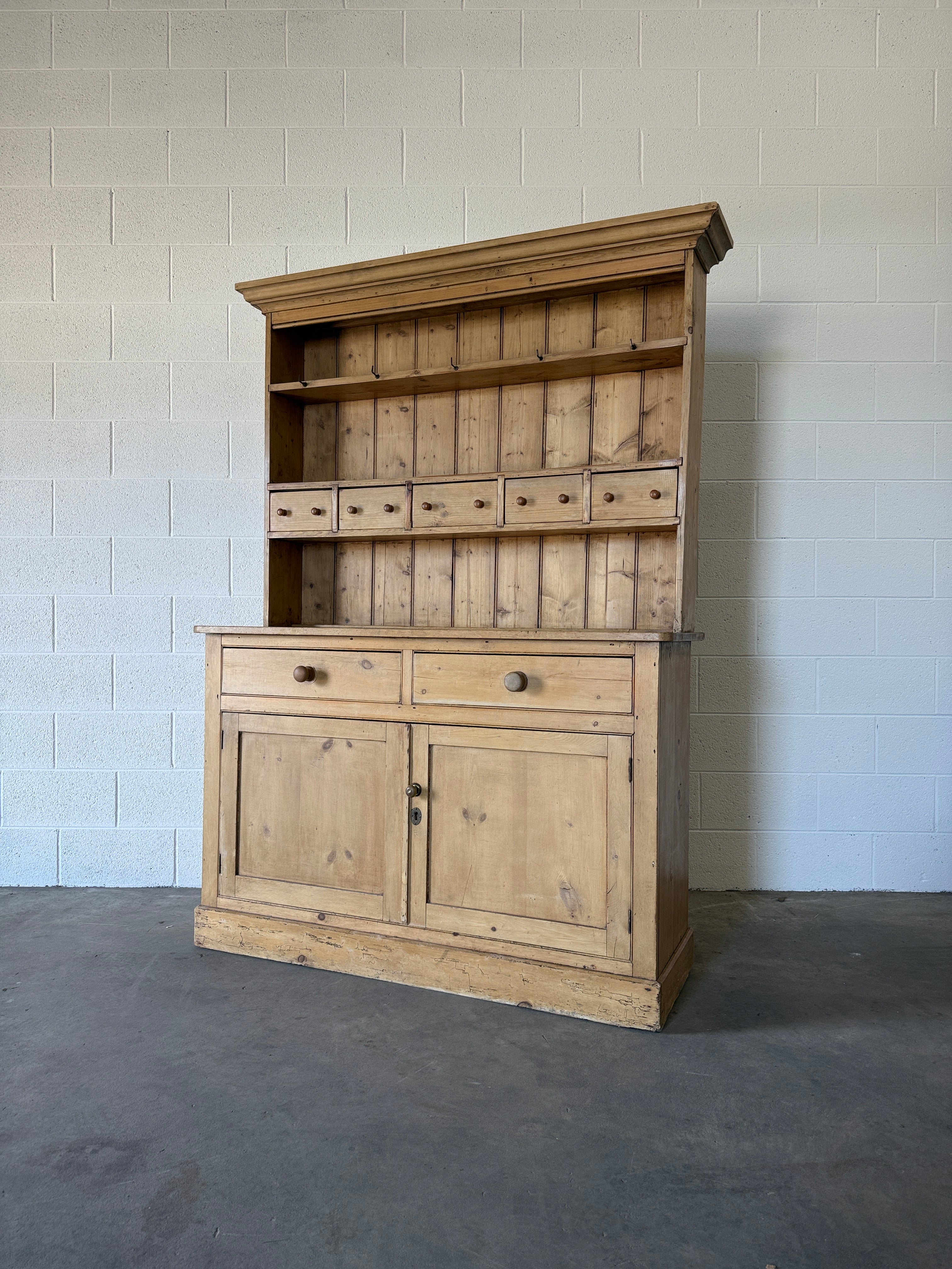 Antique pine hutch with tiny drawers