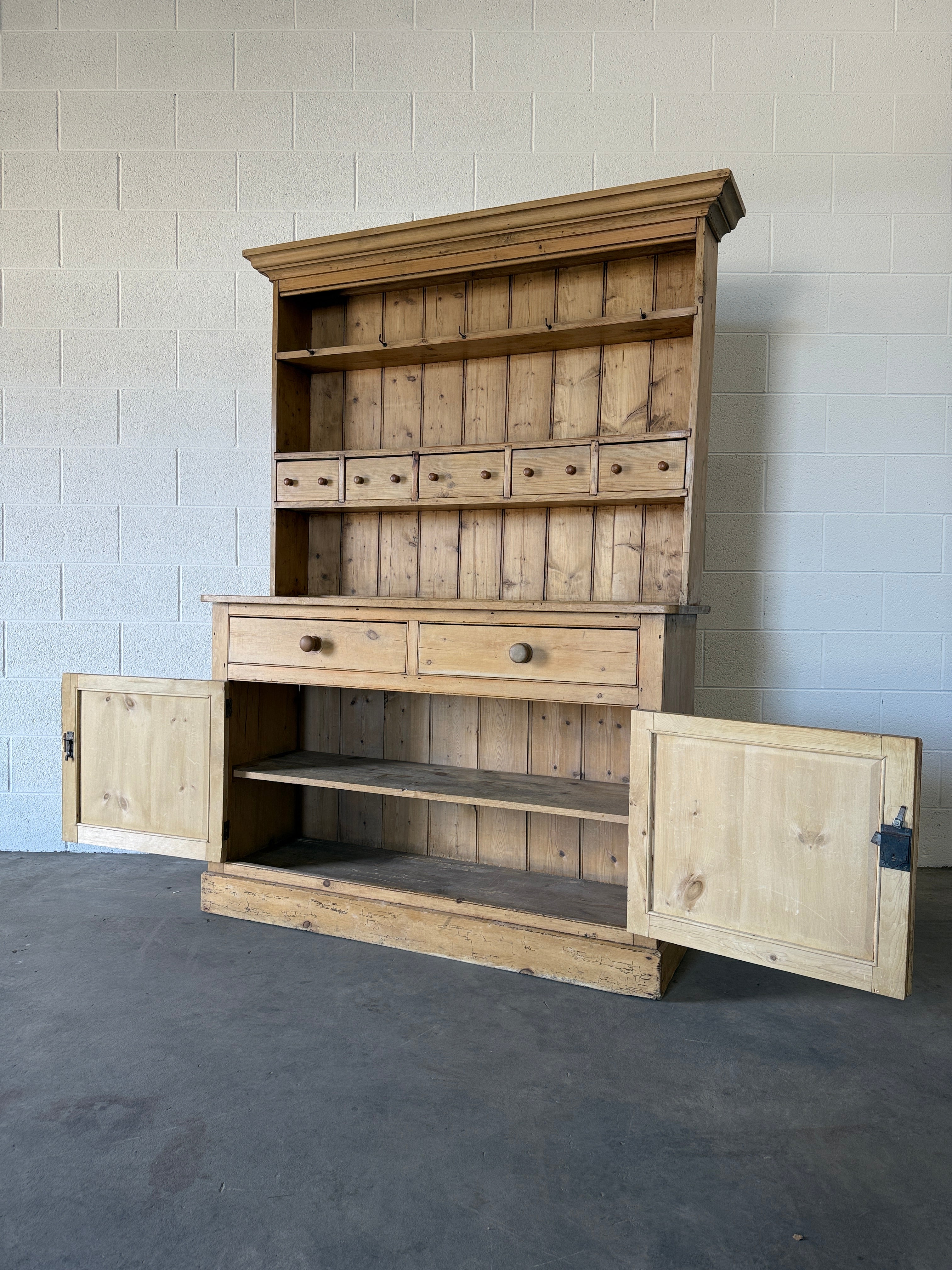 Antique pine hutch with tiny drawers