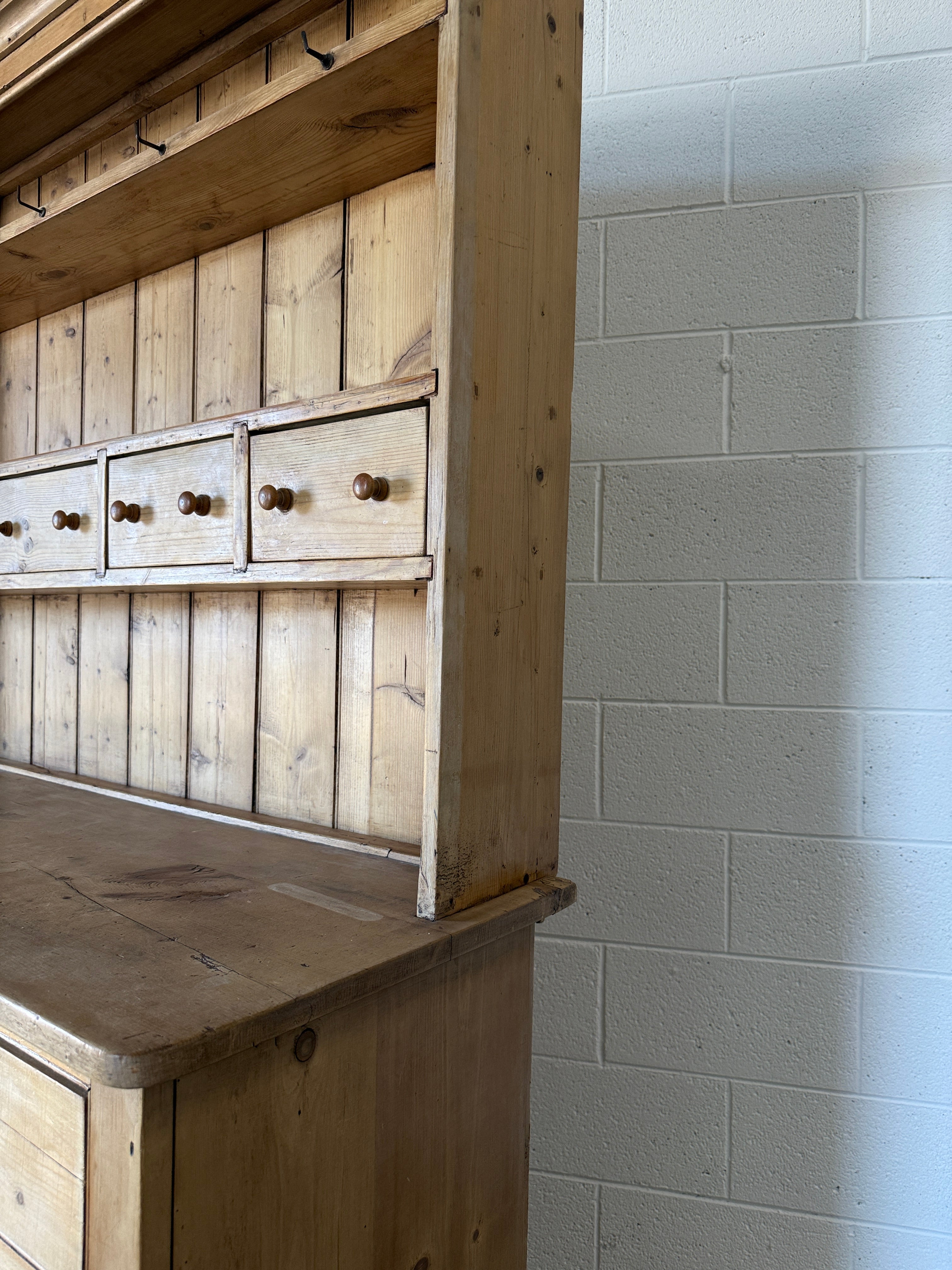 Antique pine hutch with tiny drawers