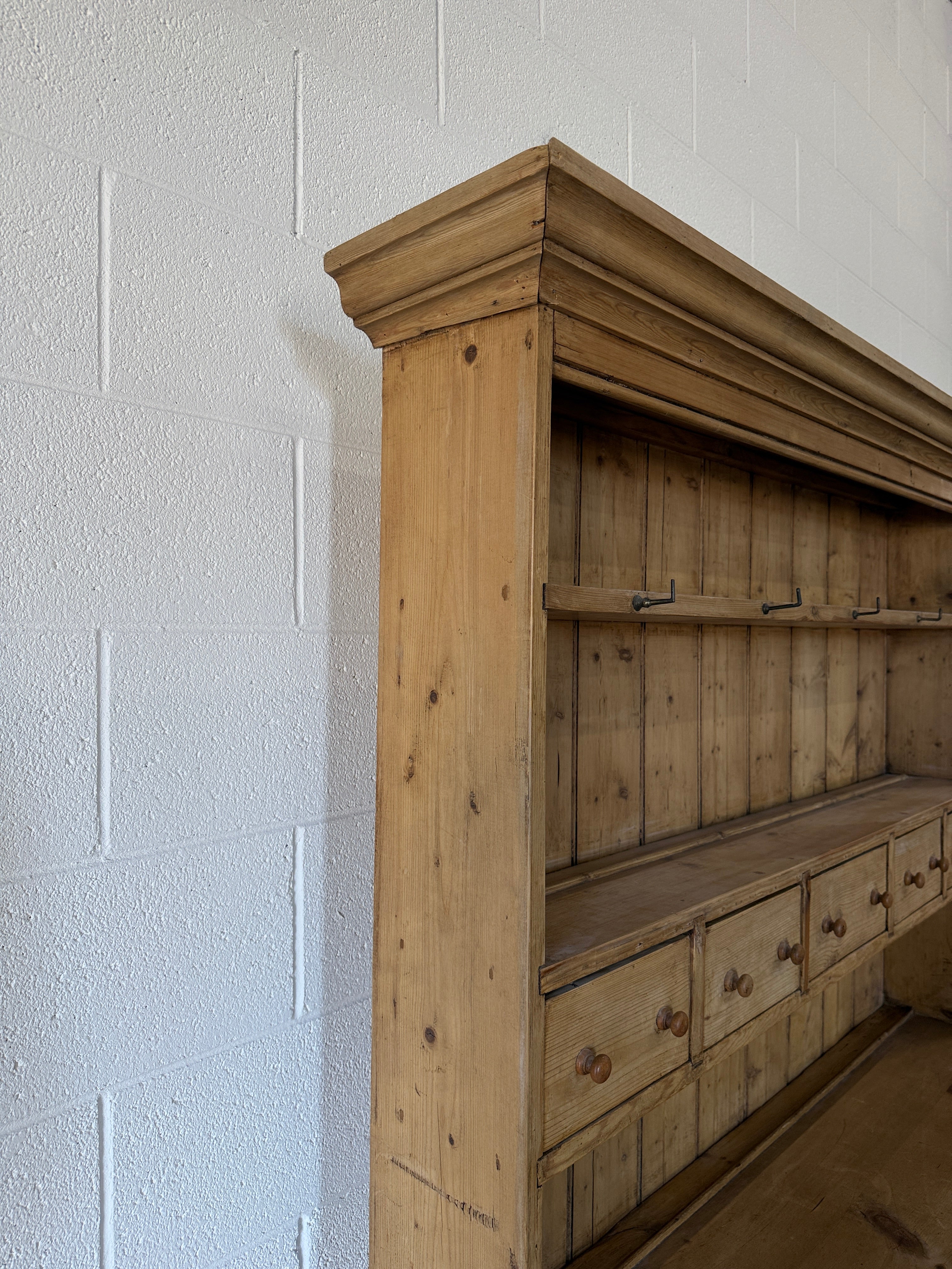 Antique pine hutch with tiny drawers