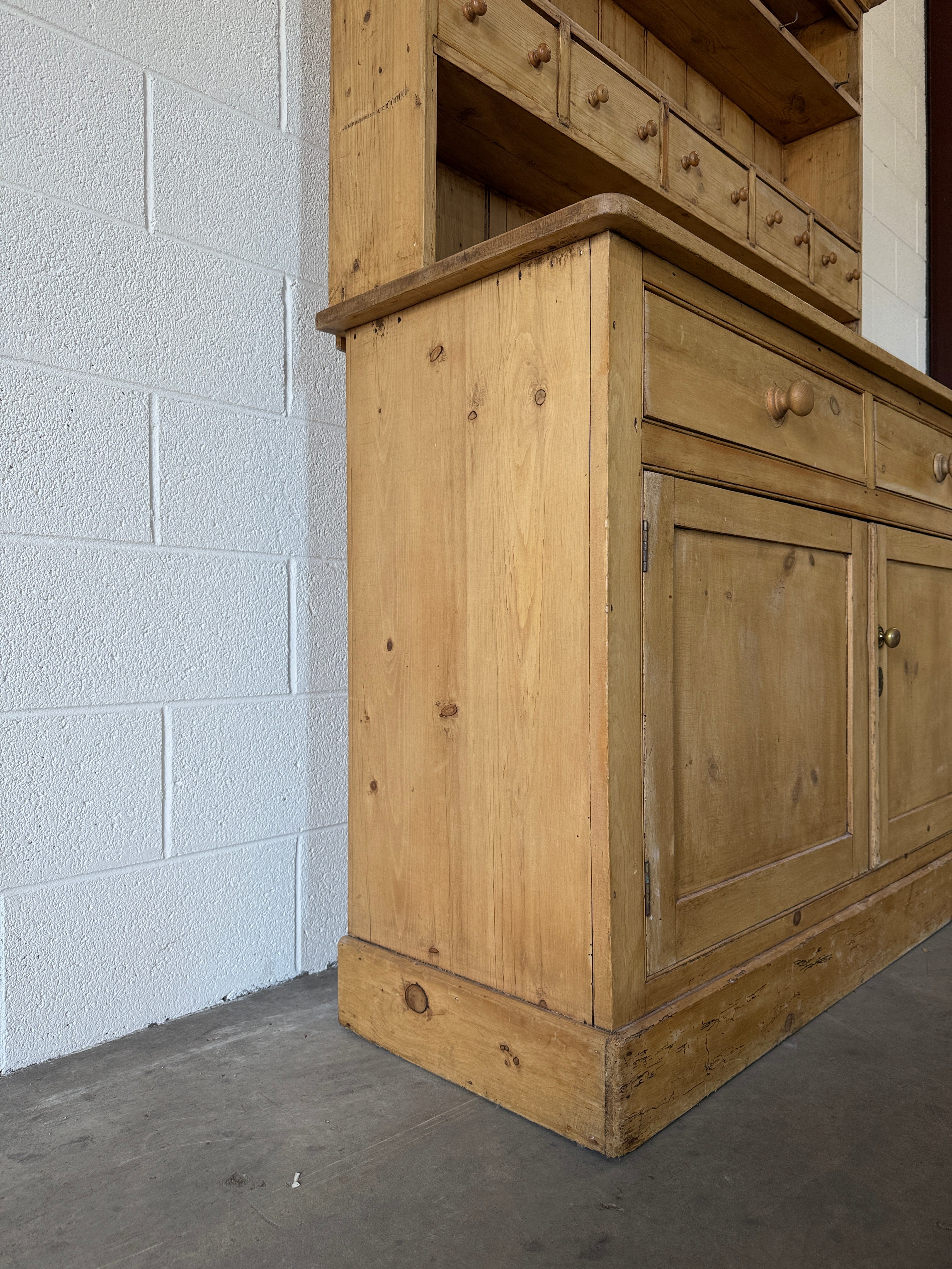 Antique pine hutch with tiny drawers
