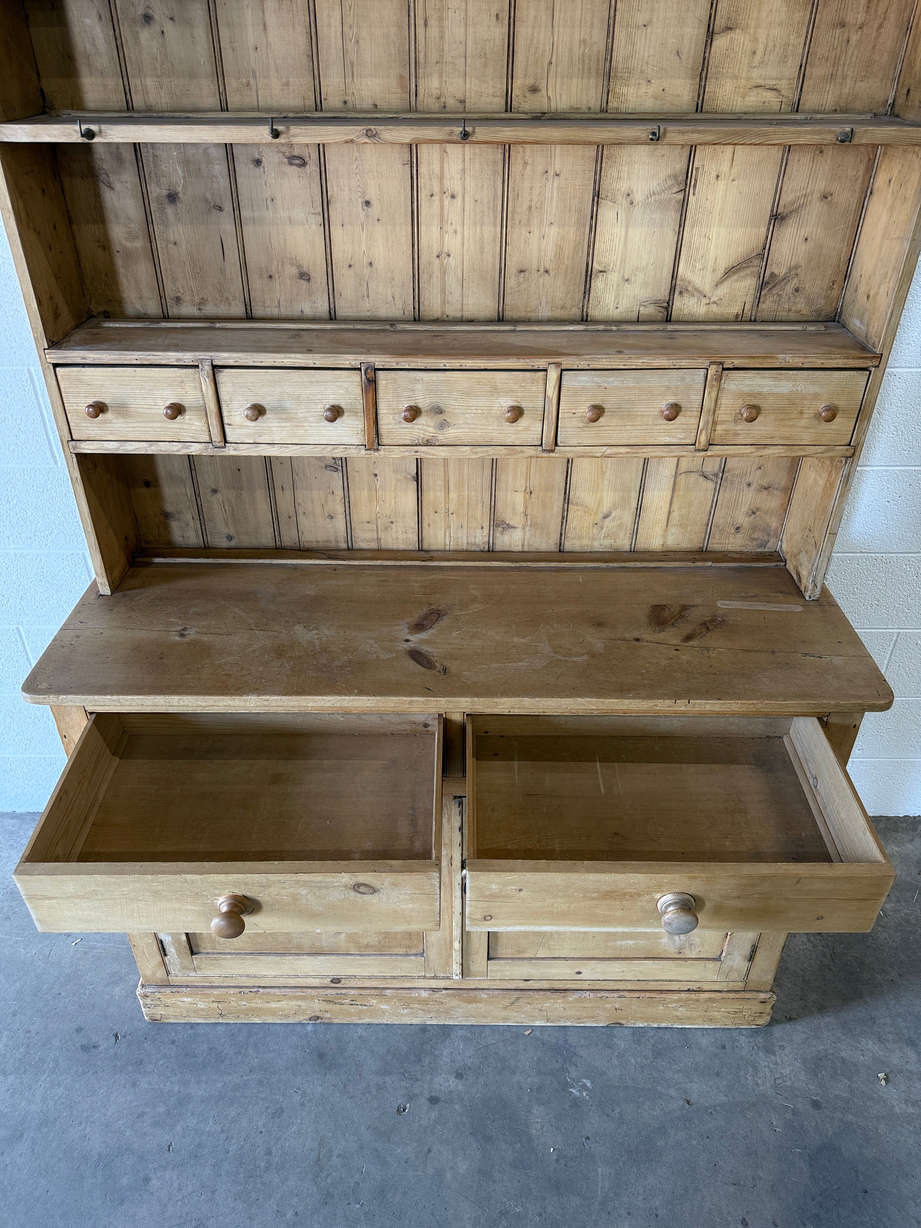 Antique pine hutch with tiny drawers