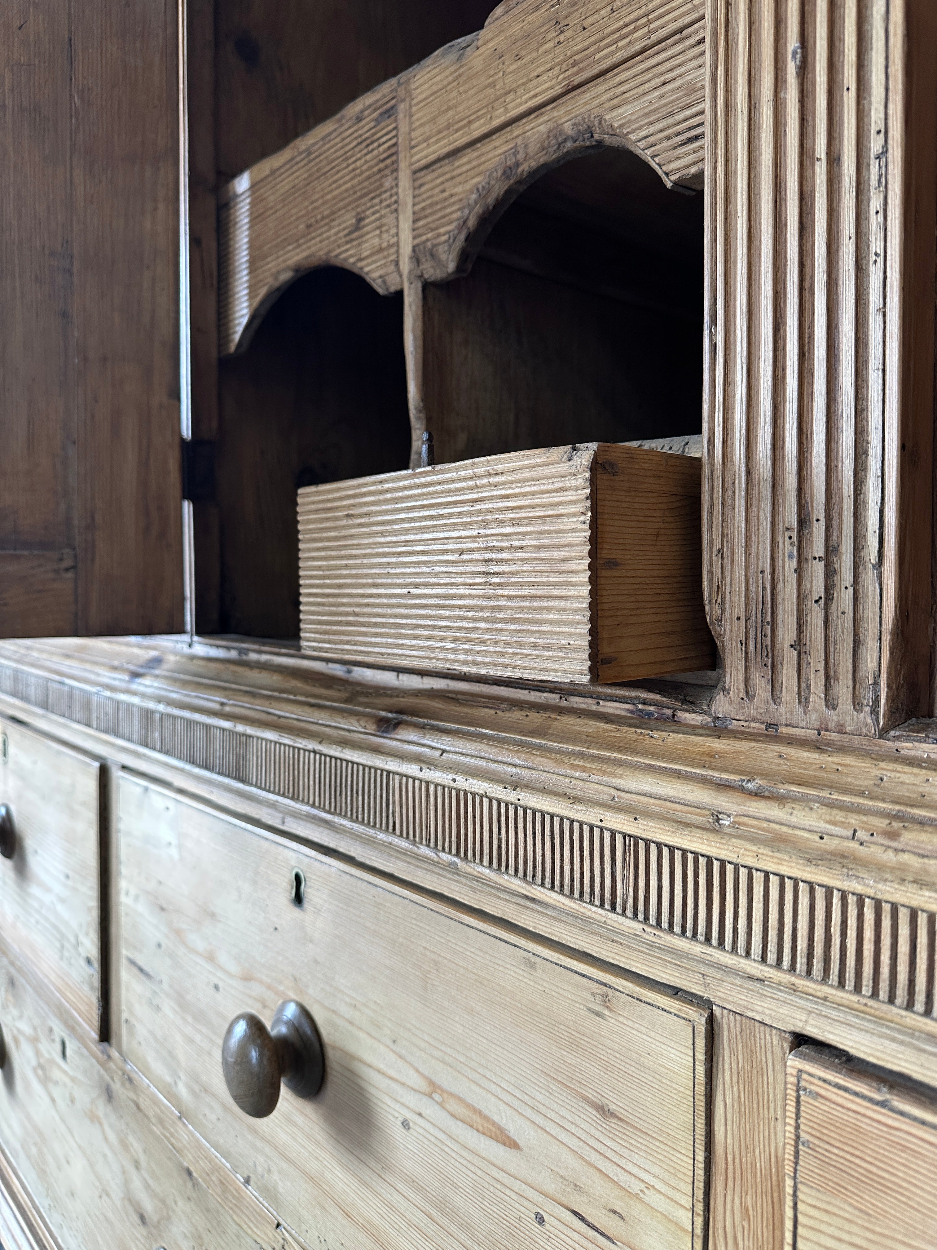Antique English pine housekeeper’s cupboard