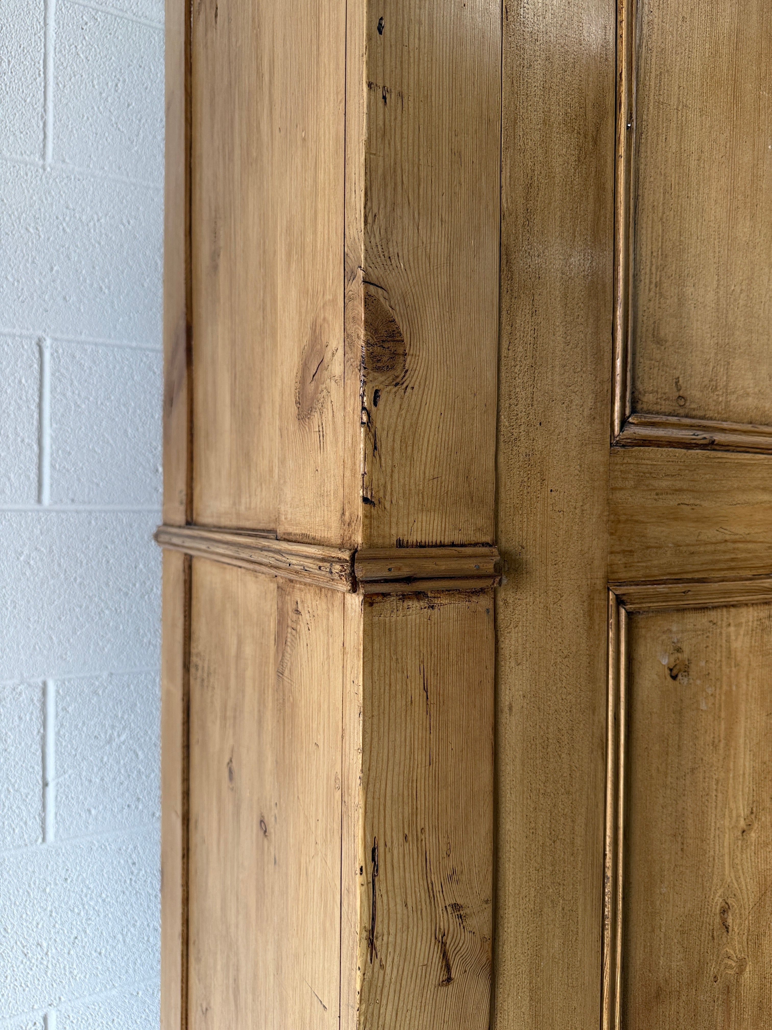 Stunning antique pine wardrobe with detailed trim