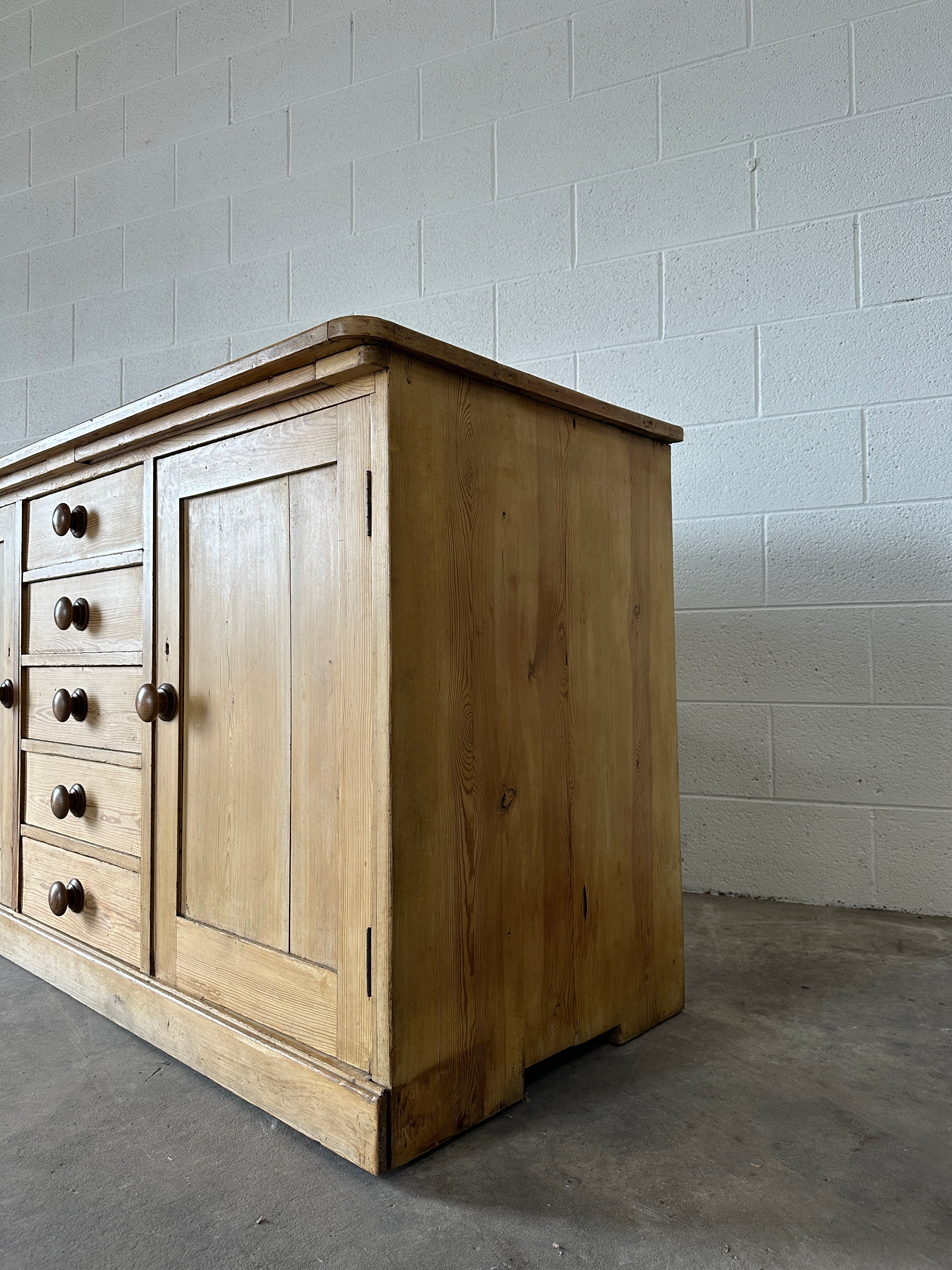 Antique Pineboard with Central Drawers