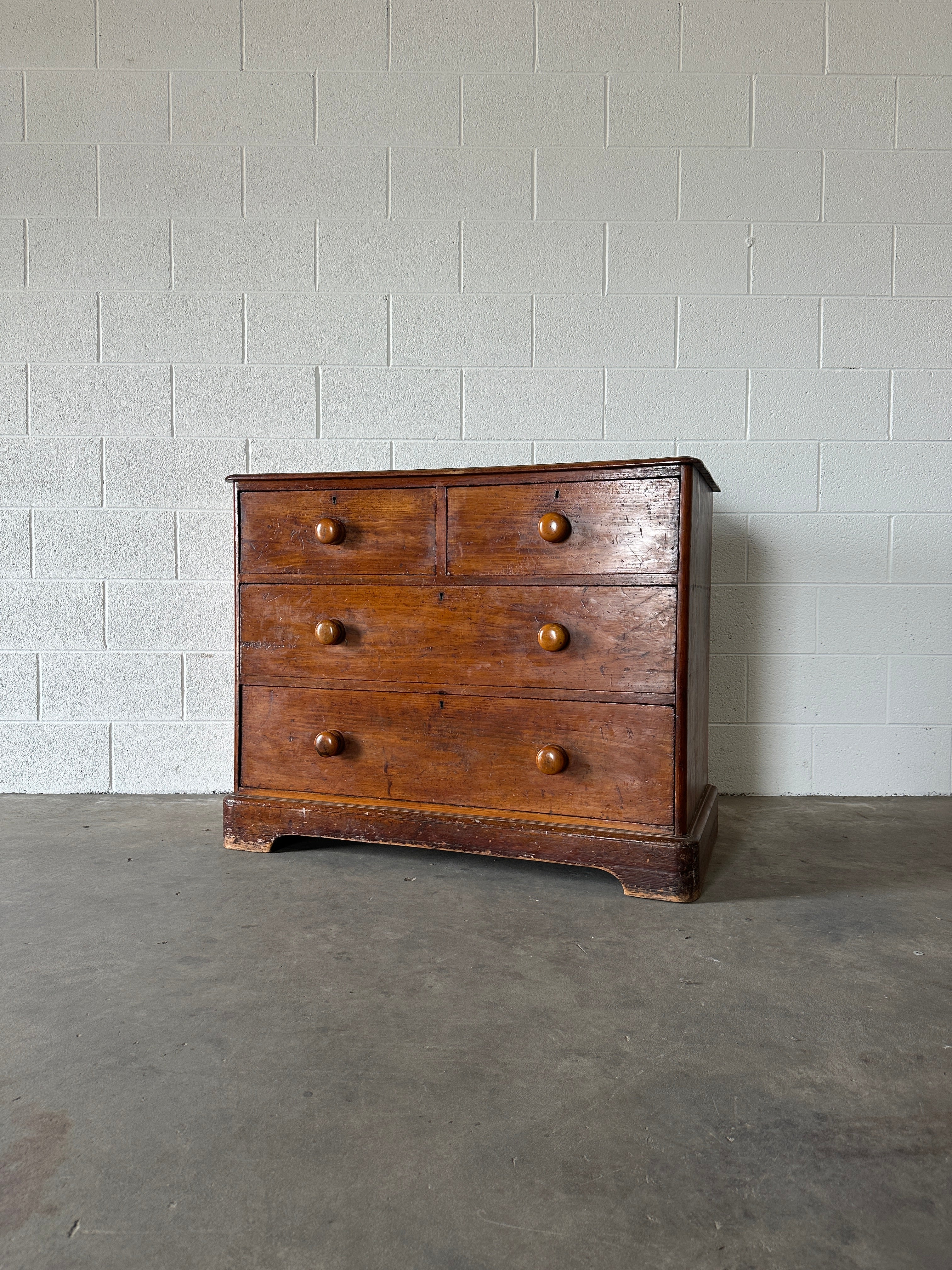 Stained English Pine 2/2 Chest of Drawers