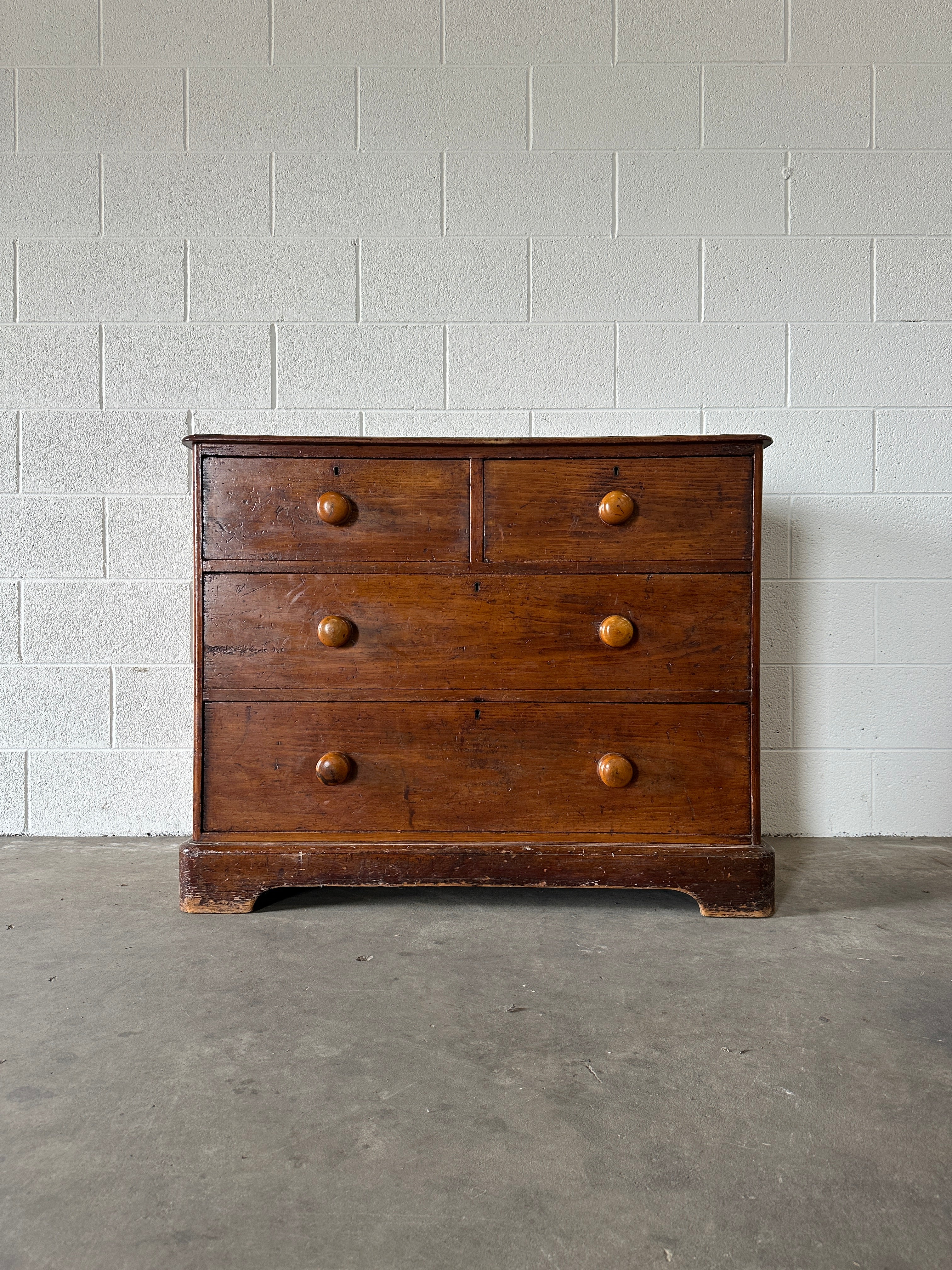 Stained English Pine 2/2 Chest of Drawers