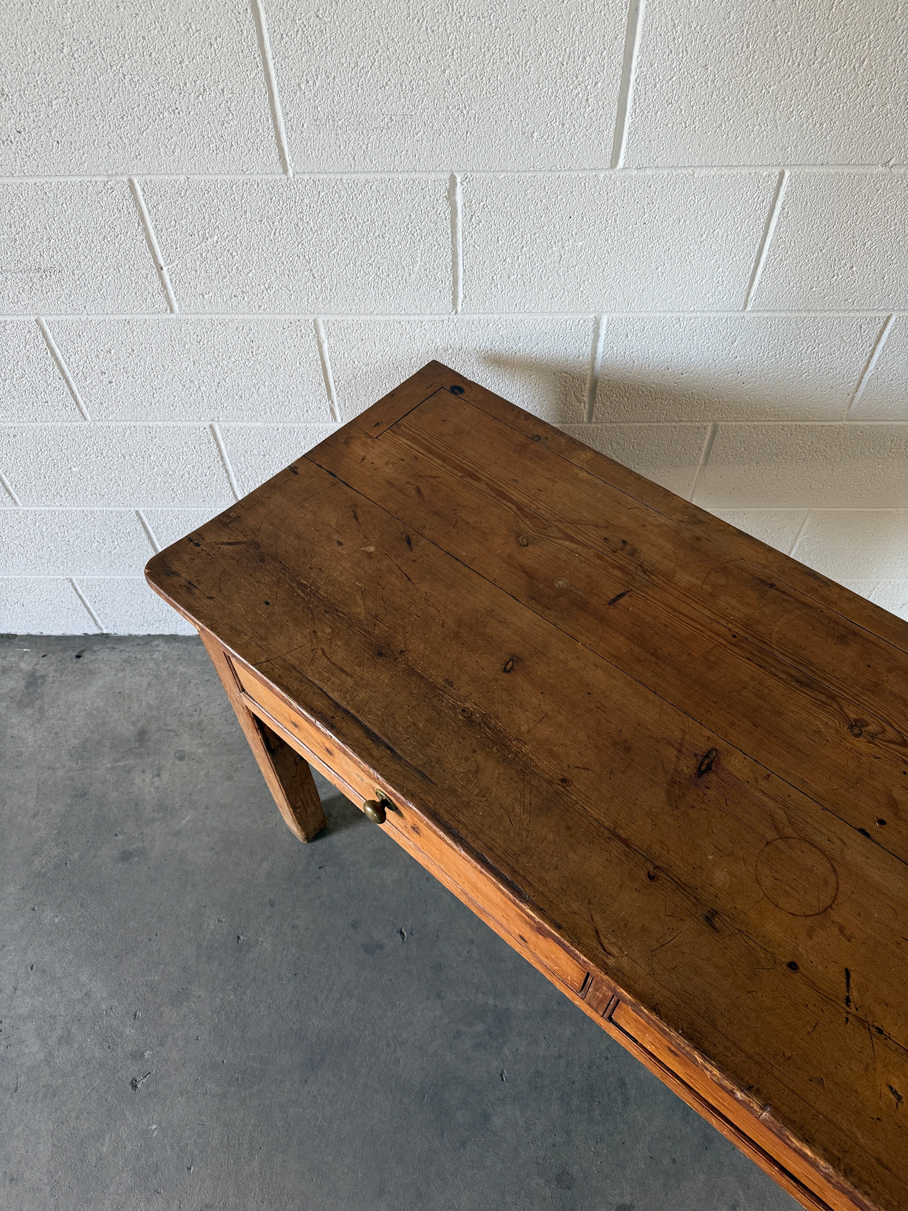 Antique English pine entry or side table