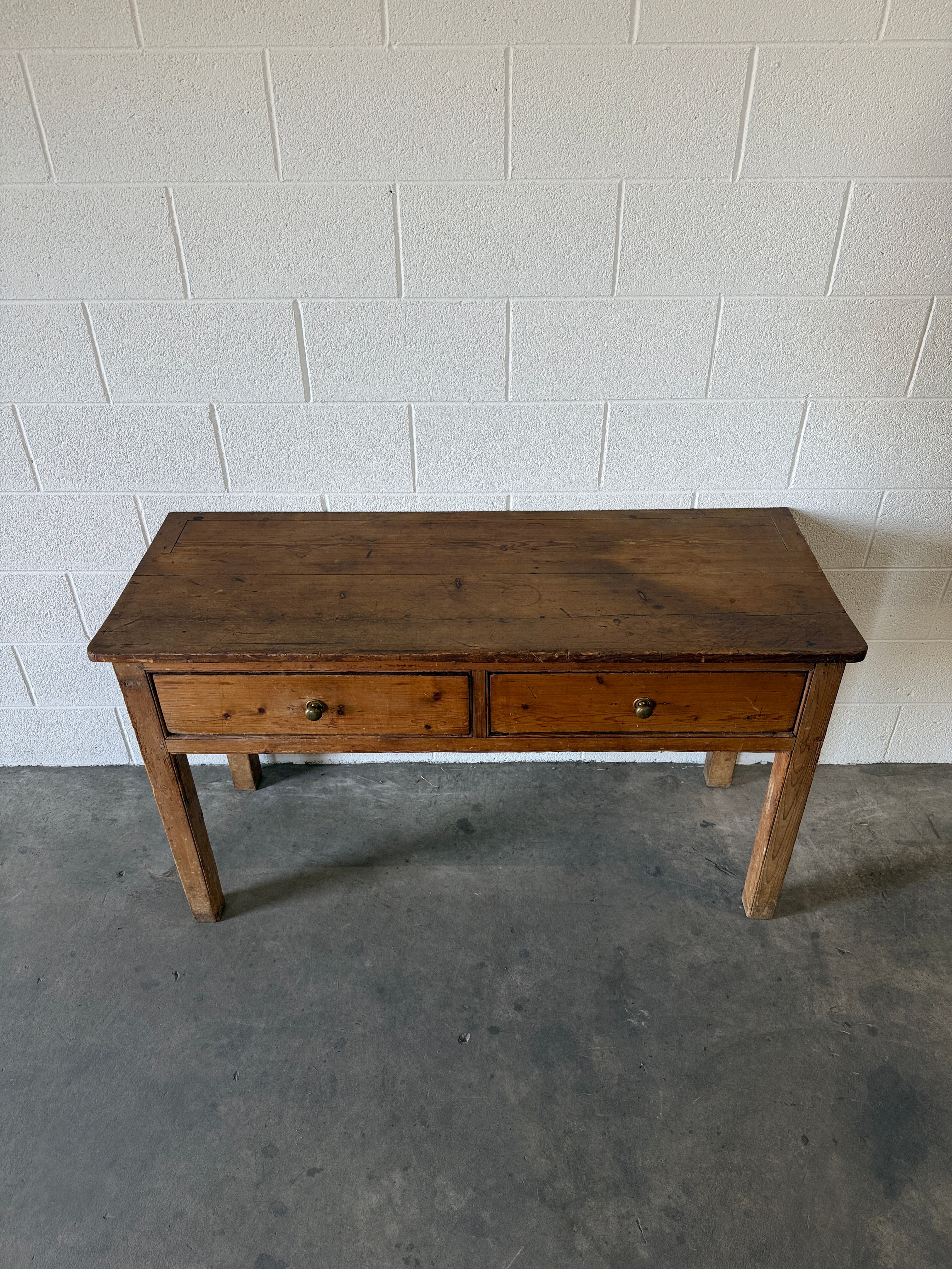 Antique English pine entry or side table