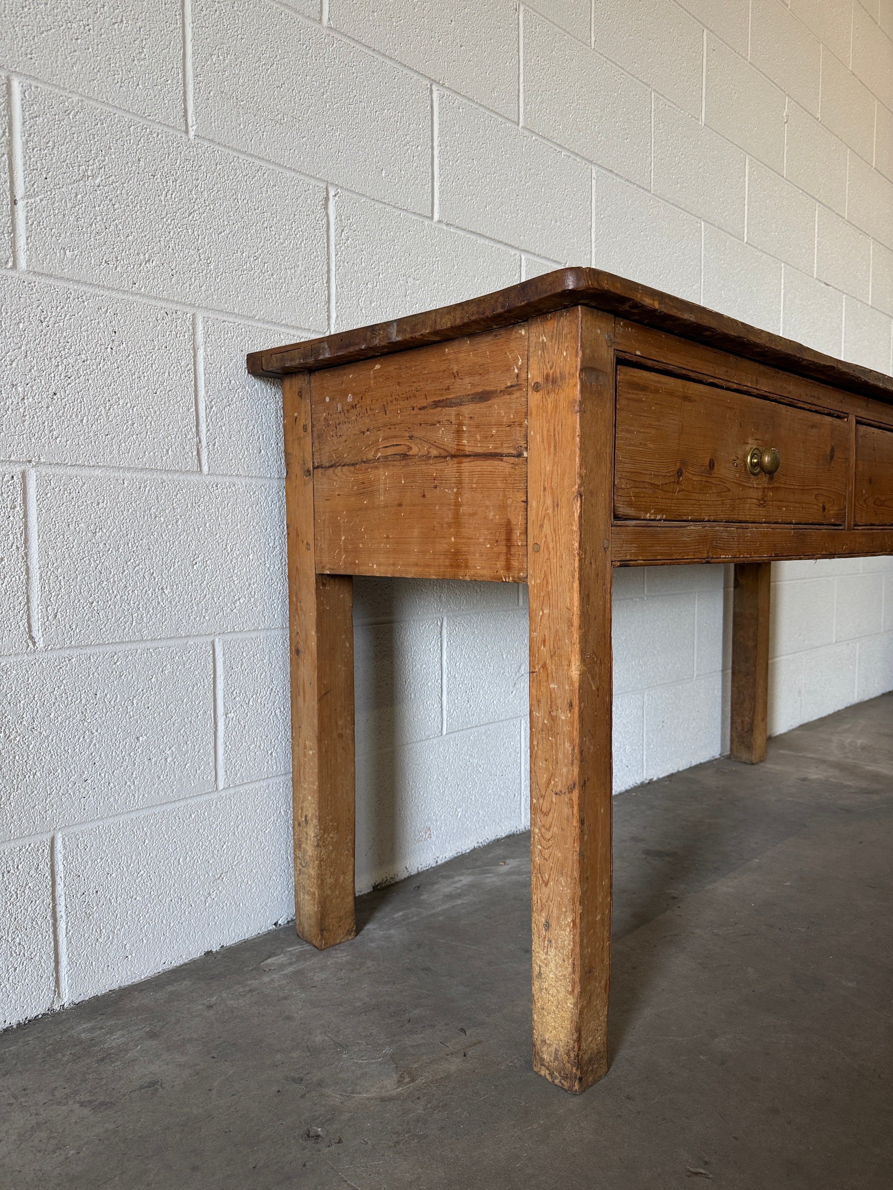 Antique English pine entry or side table