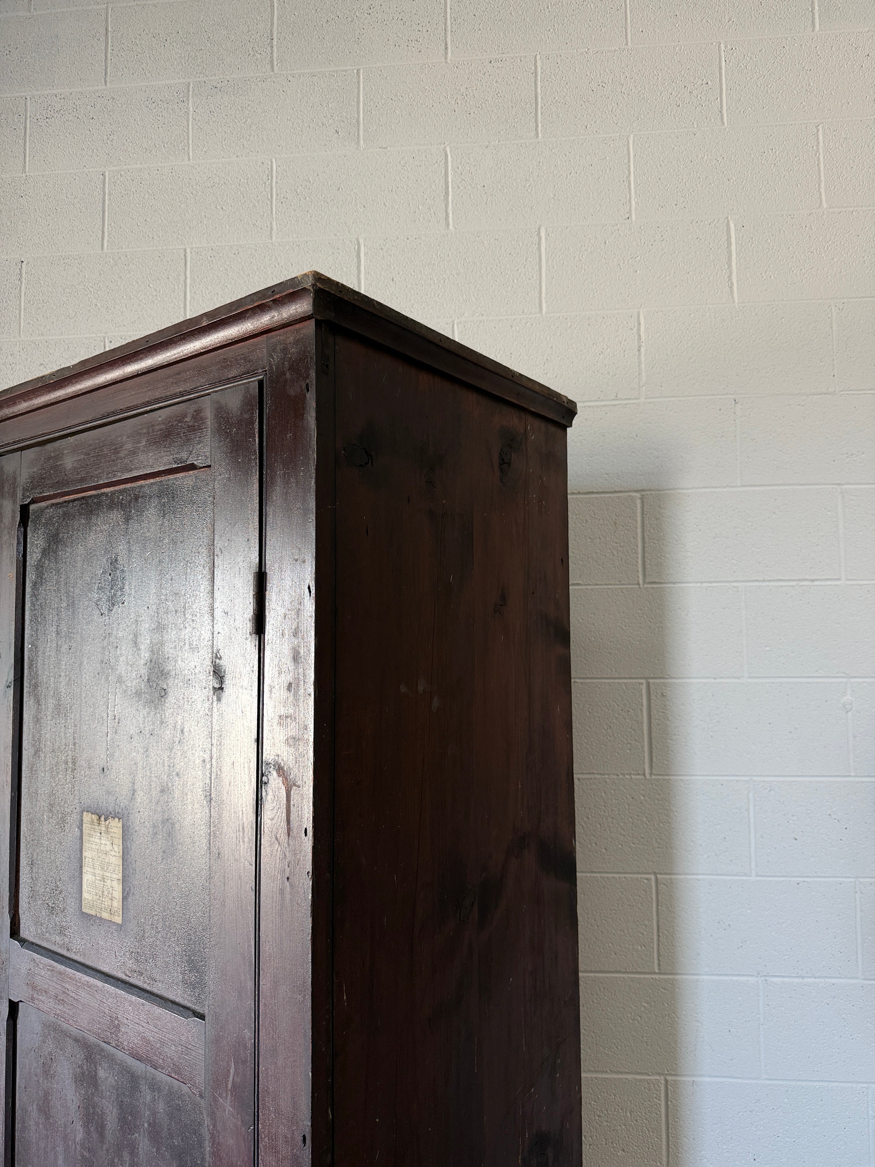 Antique English pine prayer cupboard