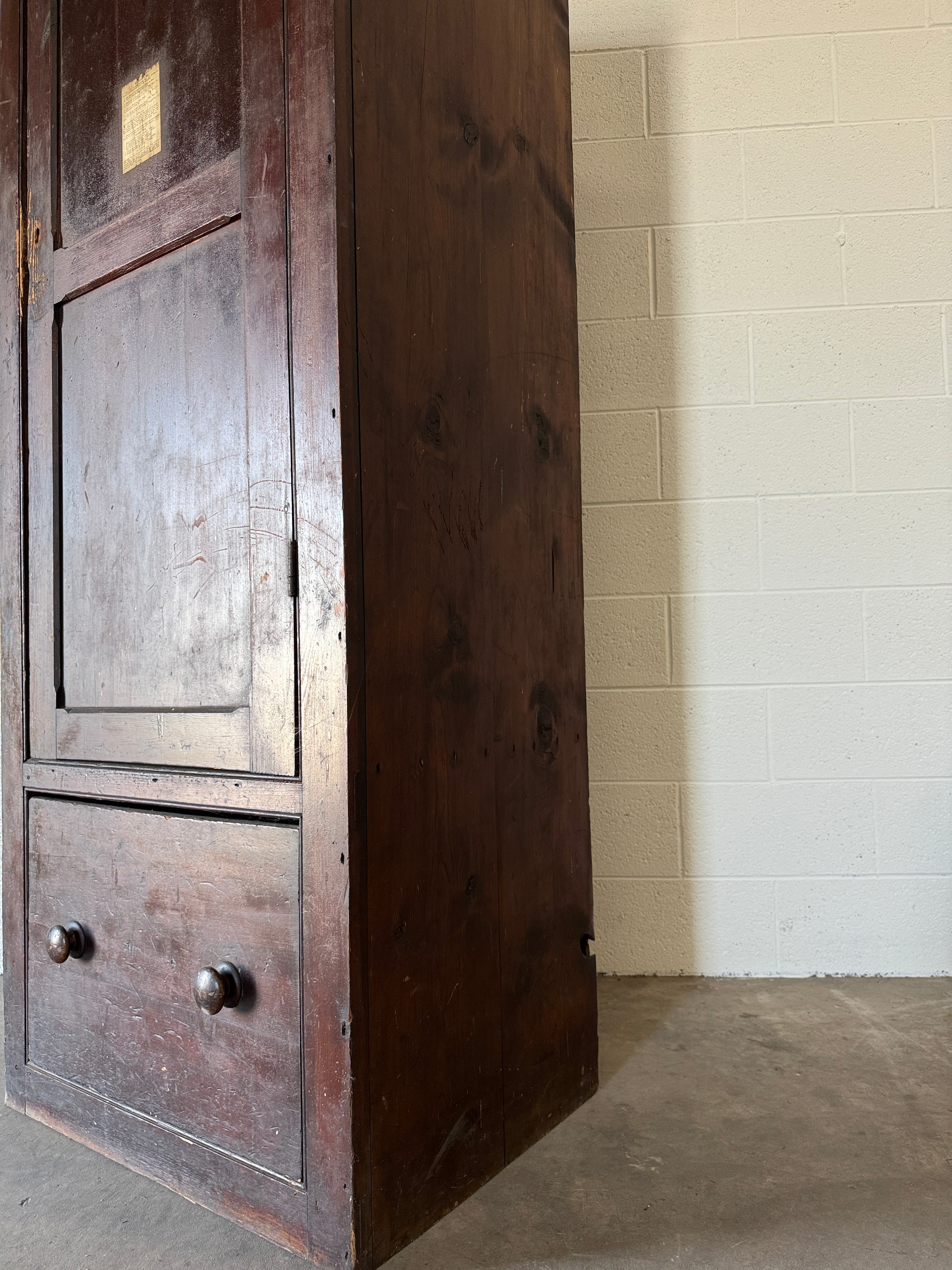 Antique English pine prayer cupboard