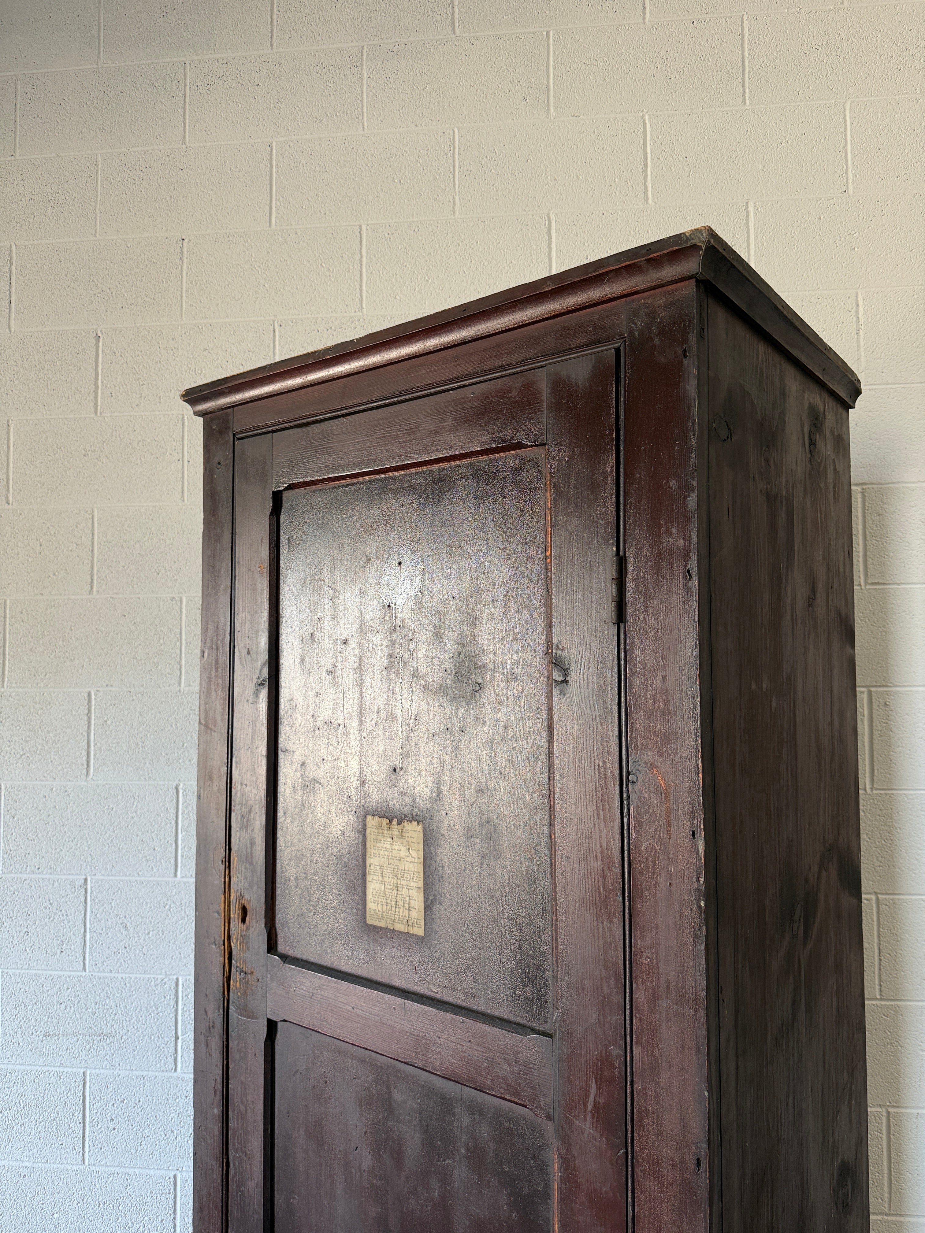Antique English pine prayer cupboard