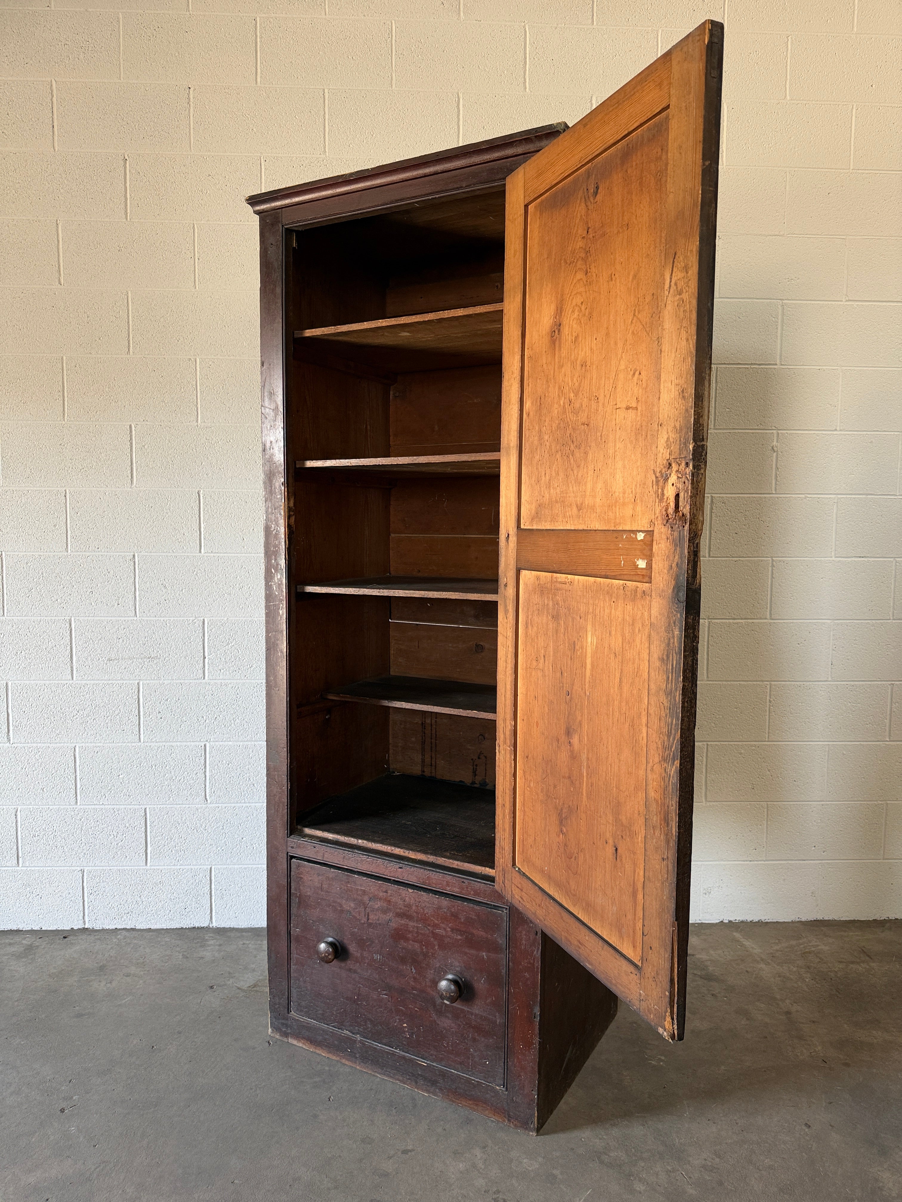 Antique English pine prayer cupboard