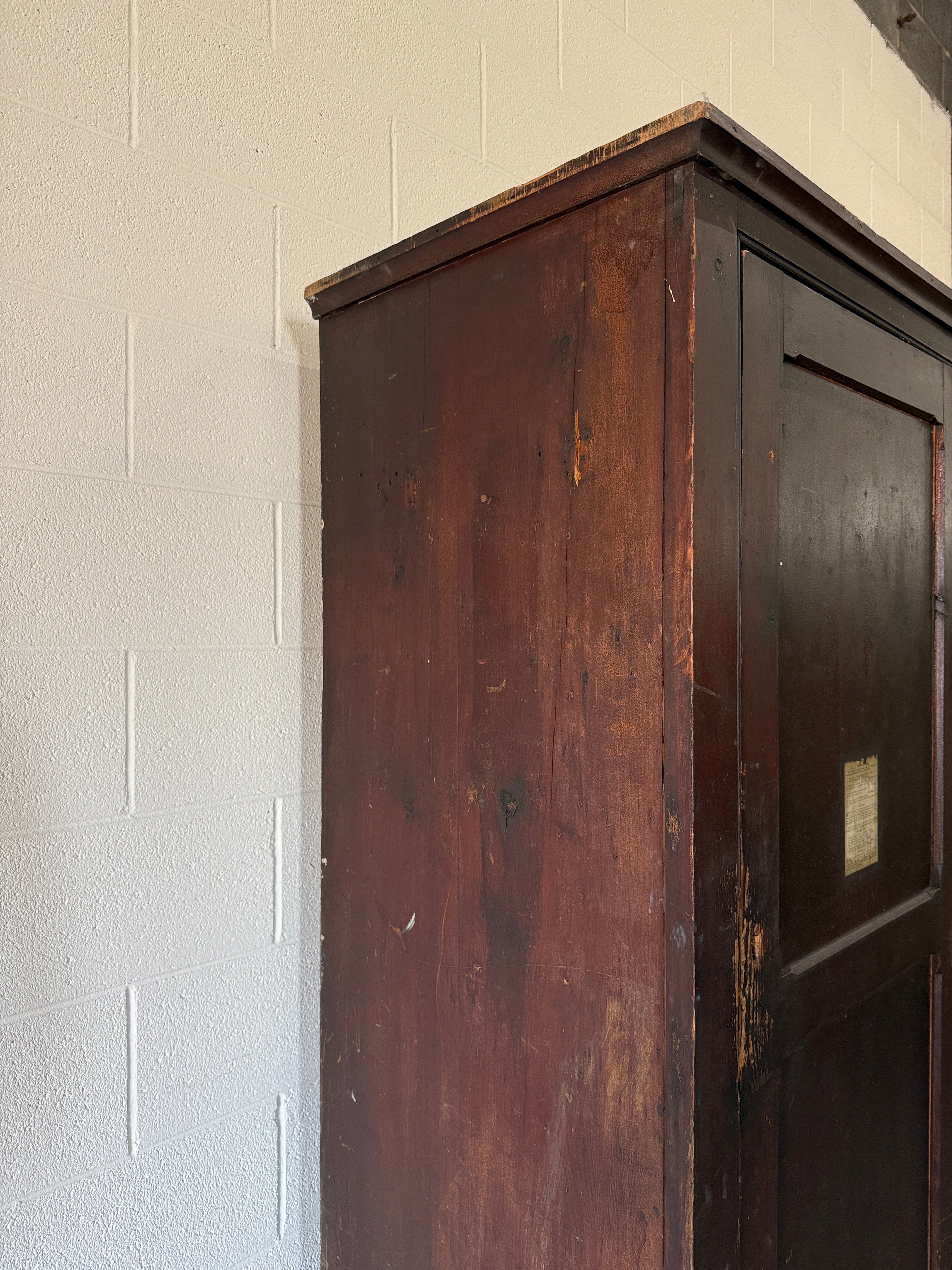 Antique English pine prayer cupboard