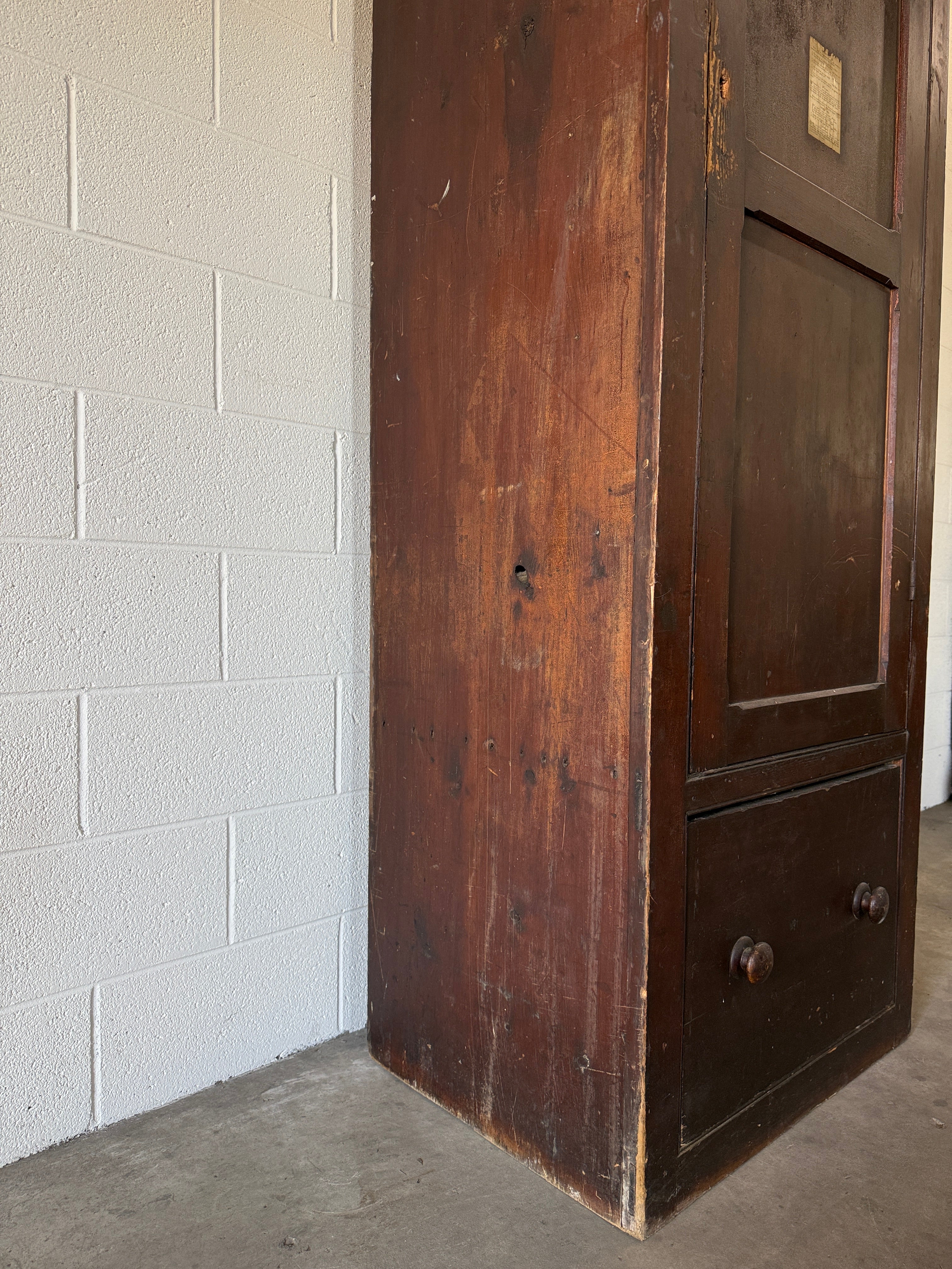 Antique English pine prayer cupboard