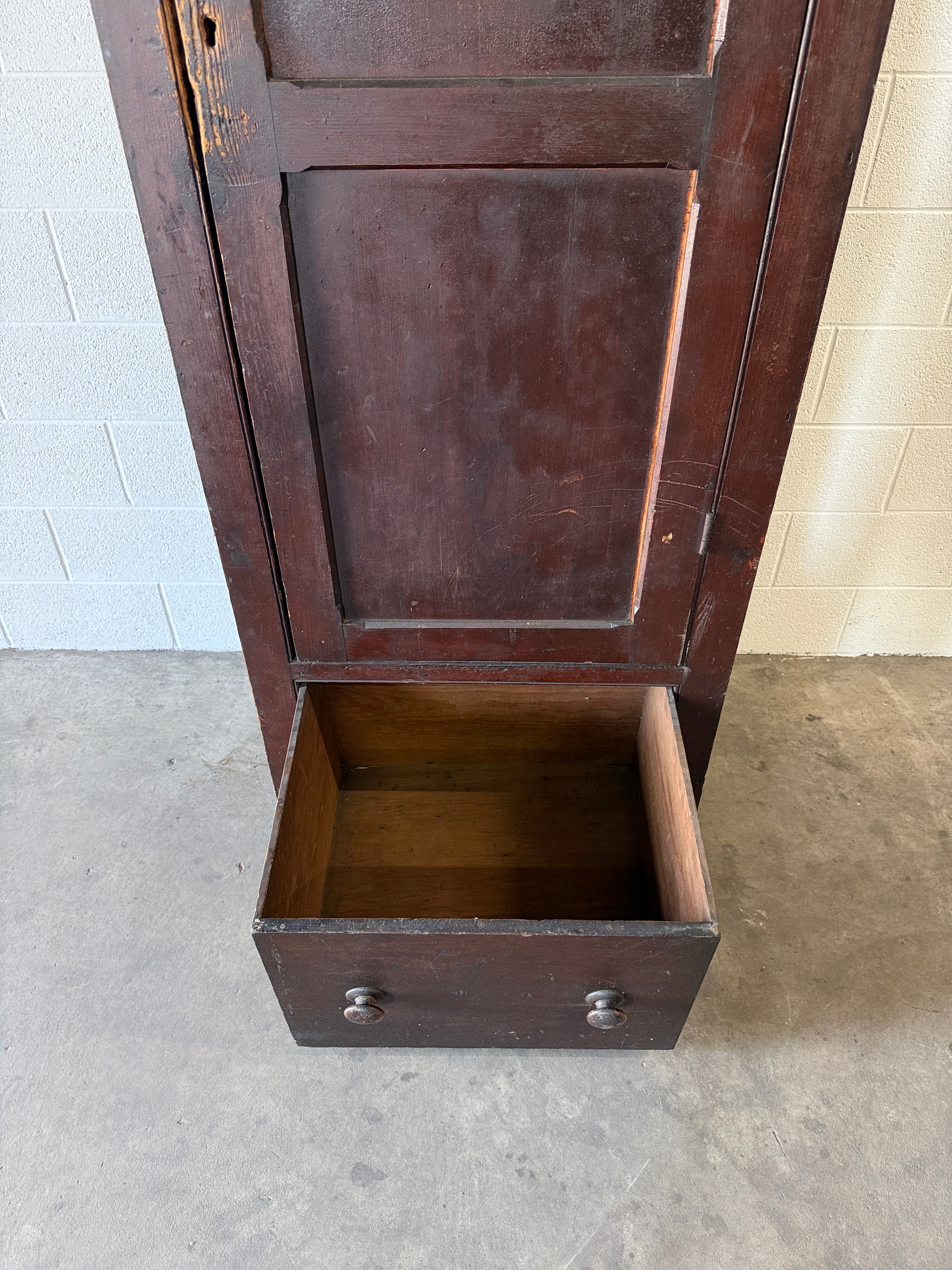 Antique English pine prayer cupboard