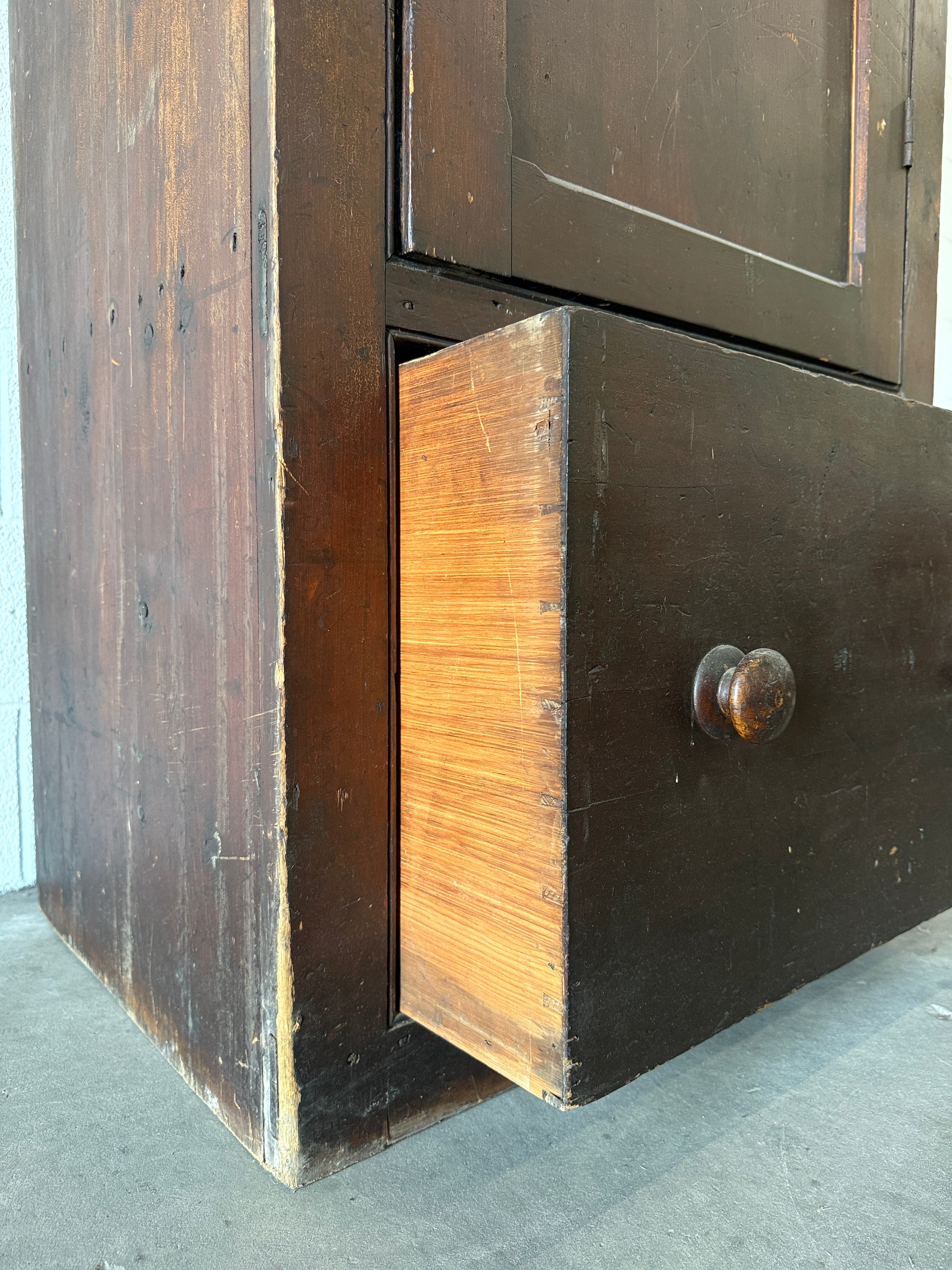 Antique English pine prayer cupboard