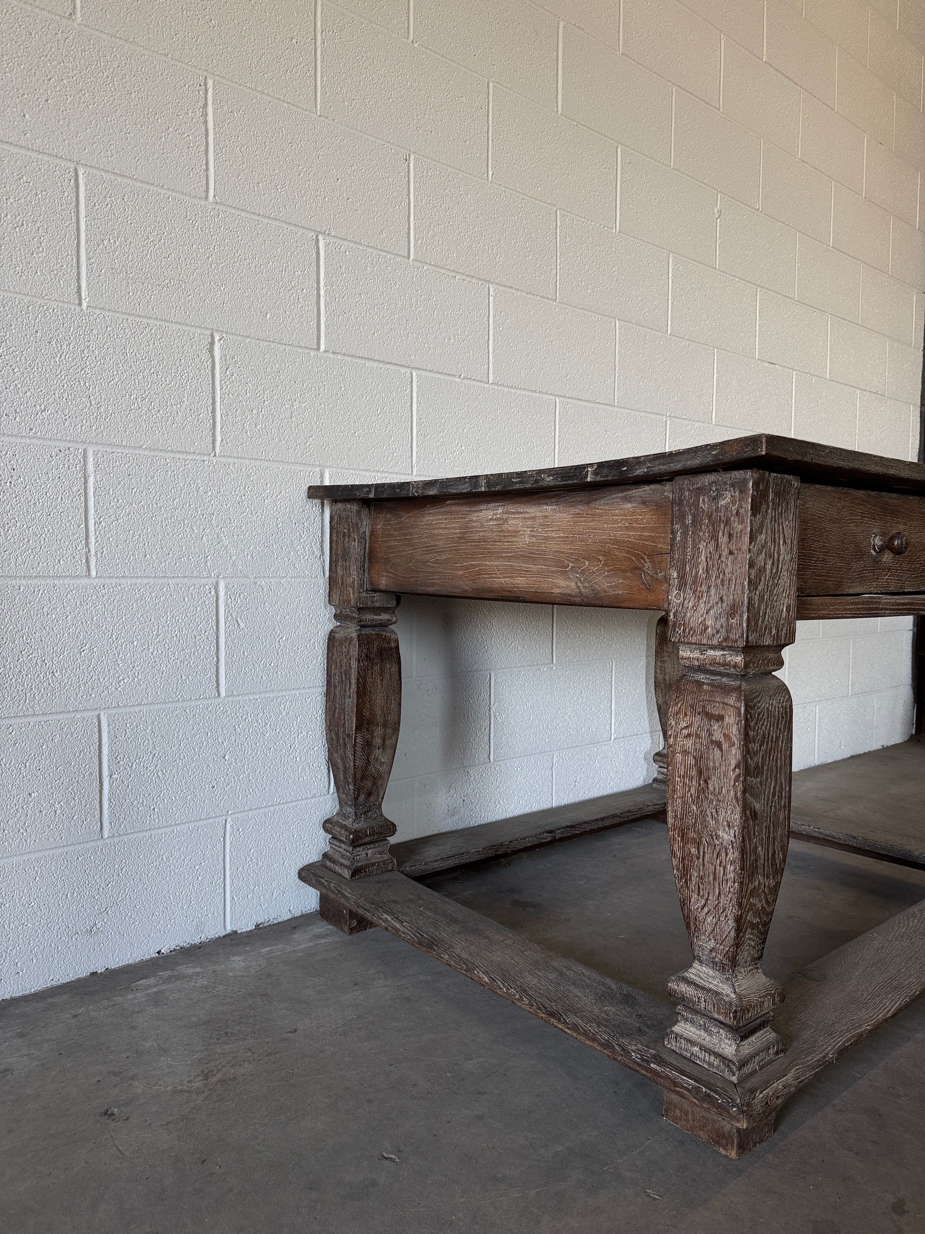 Antique Belgian or Flemish limed oak table