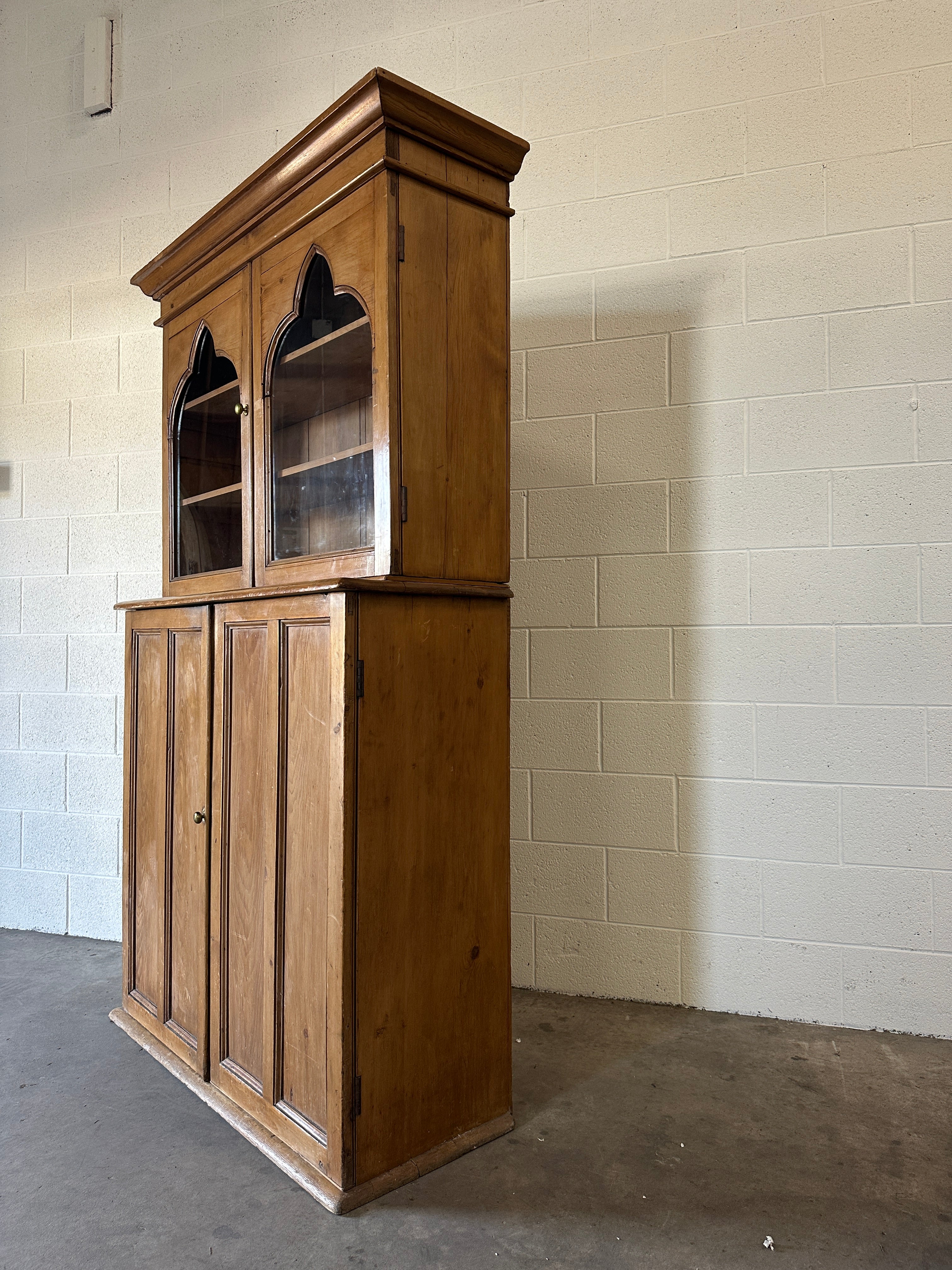 Antique European hutch with glass doors