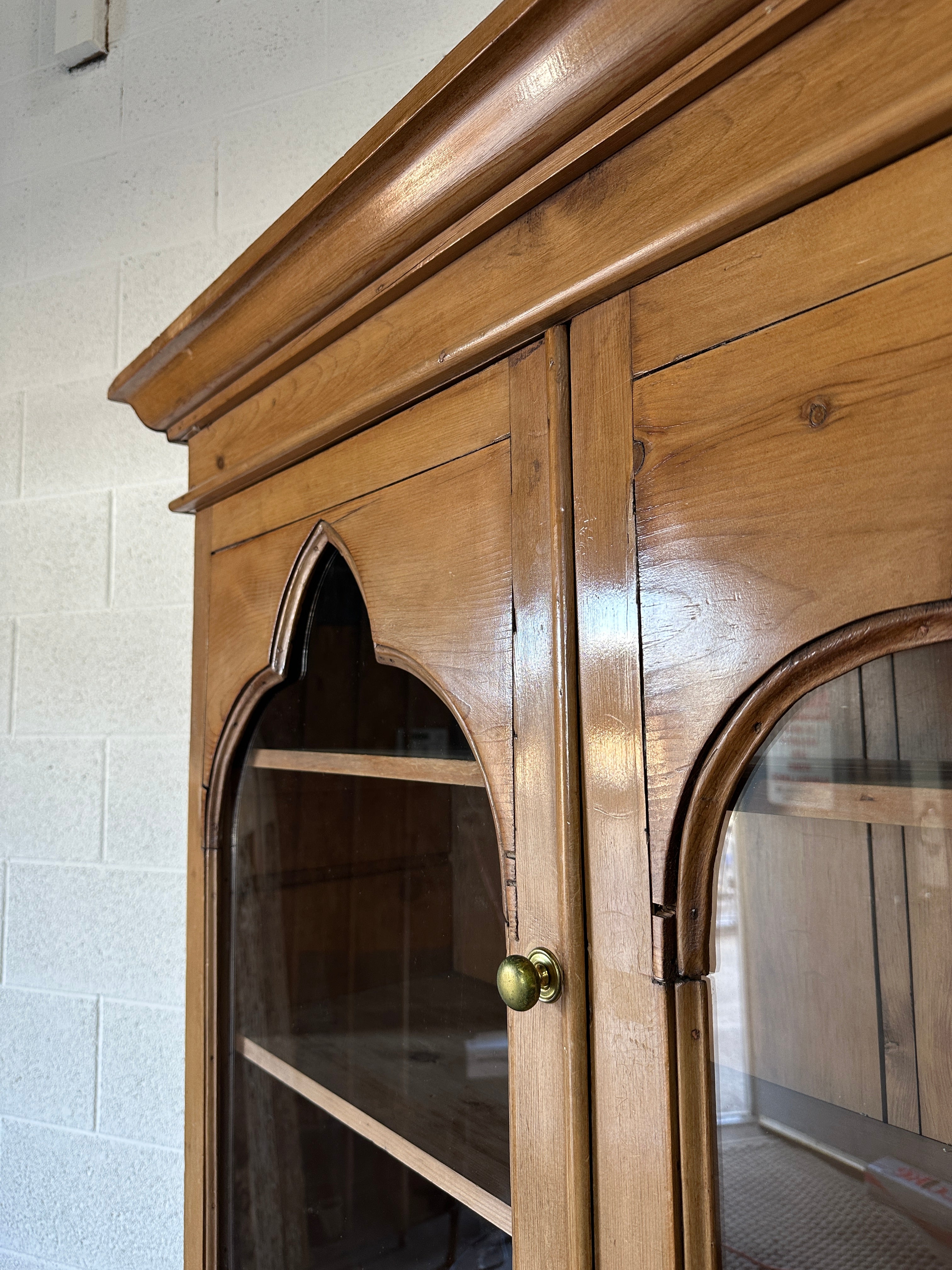 Antique European hutch with glass doors