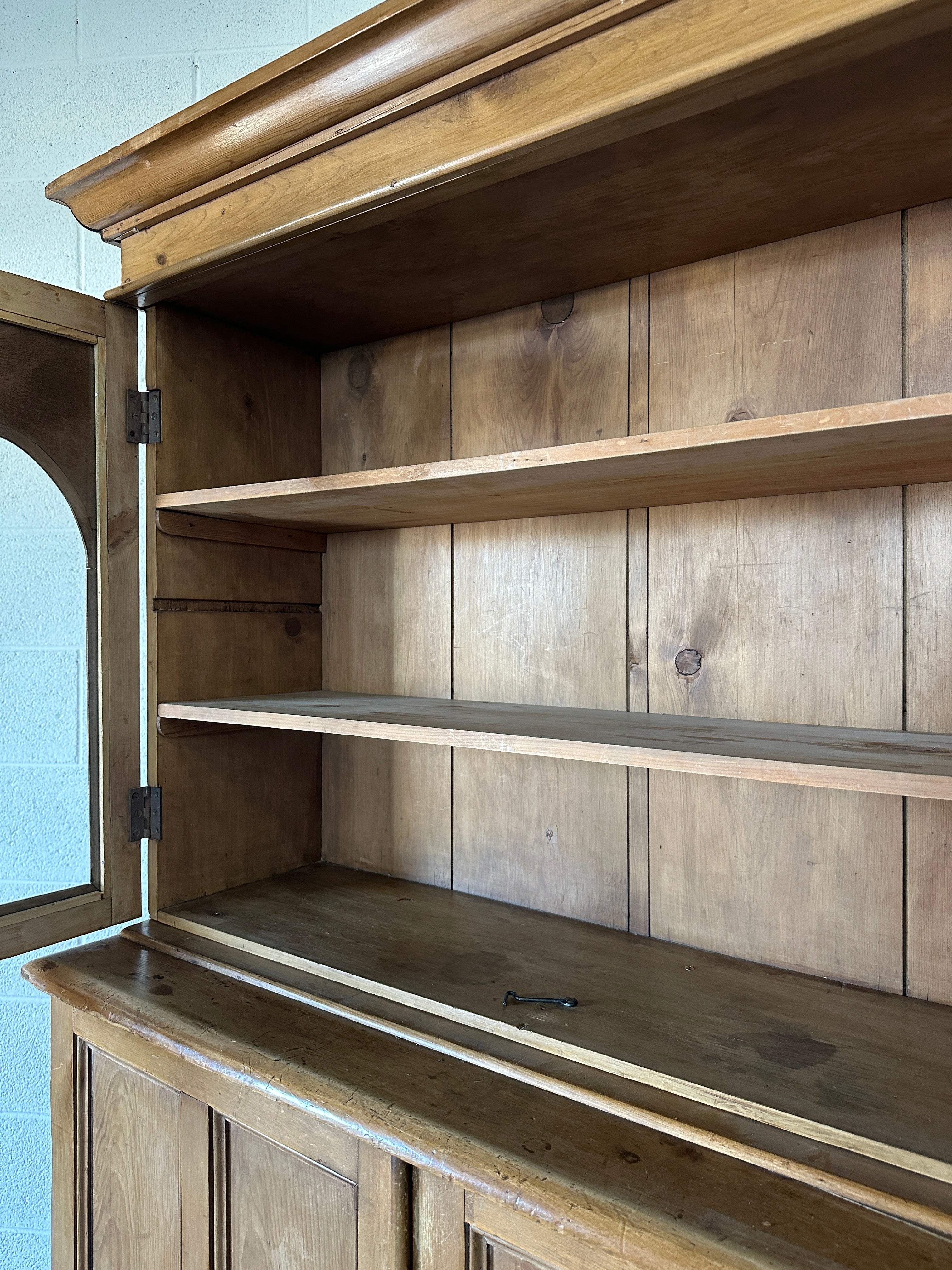 Antique European hutch with glass doors