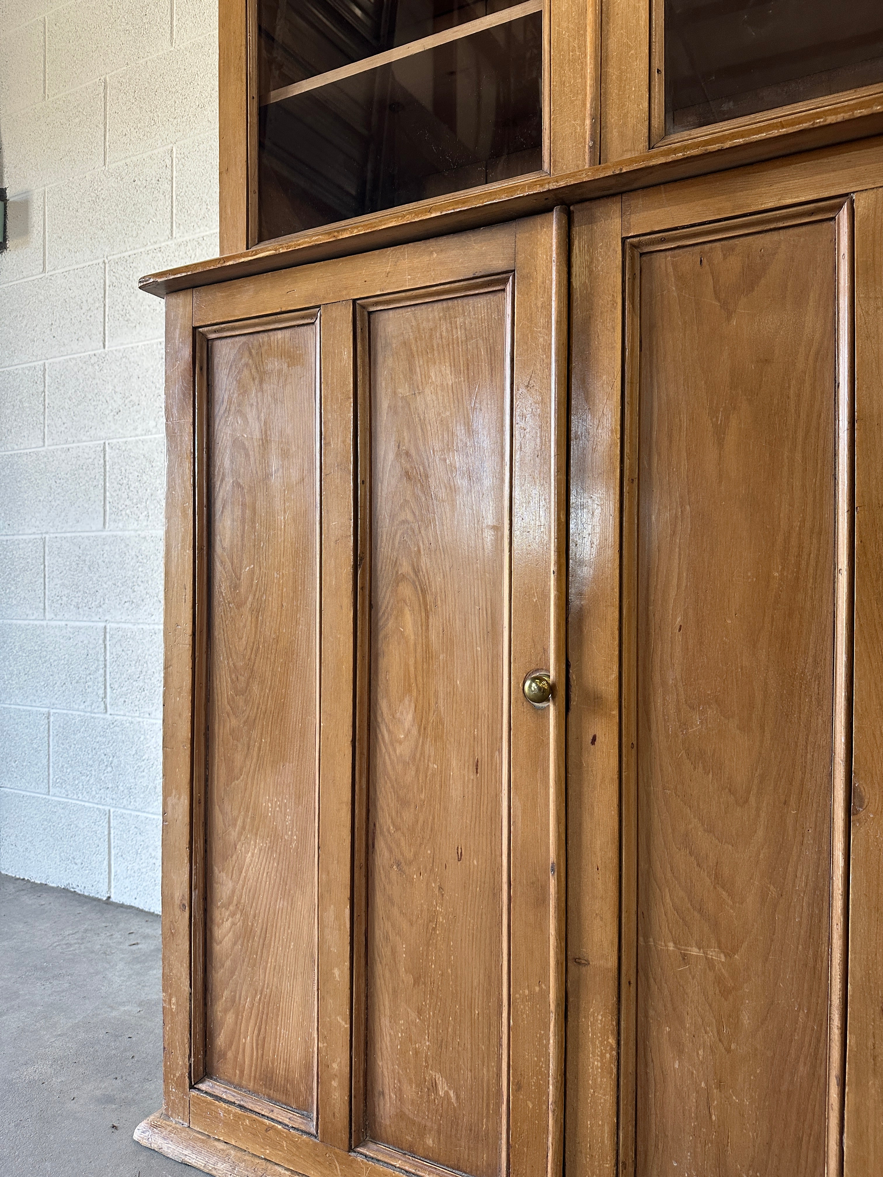 Antique European hutch with glass doors