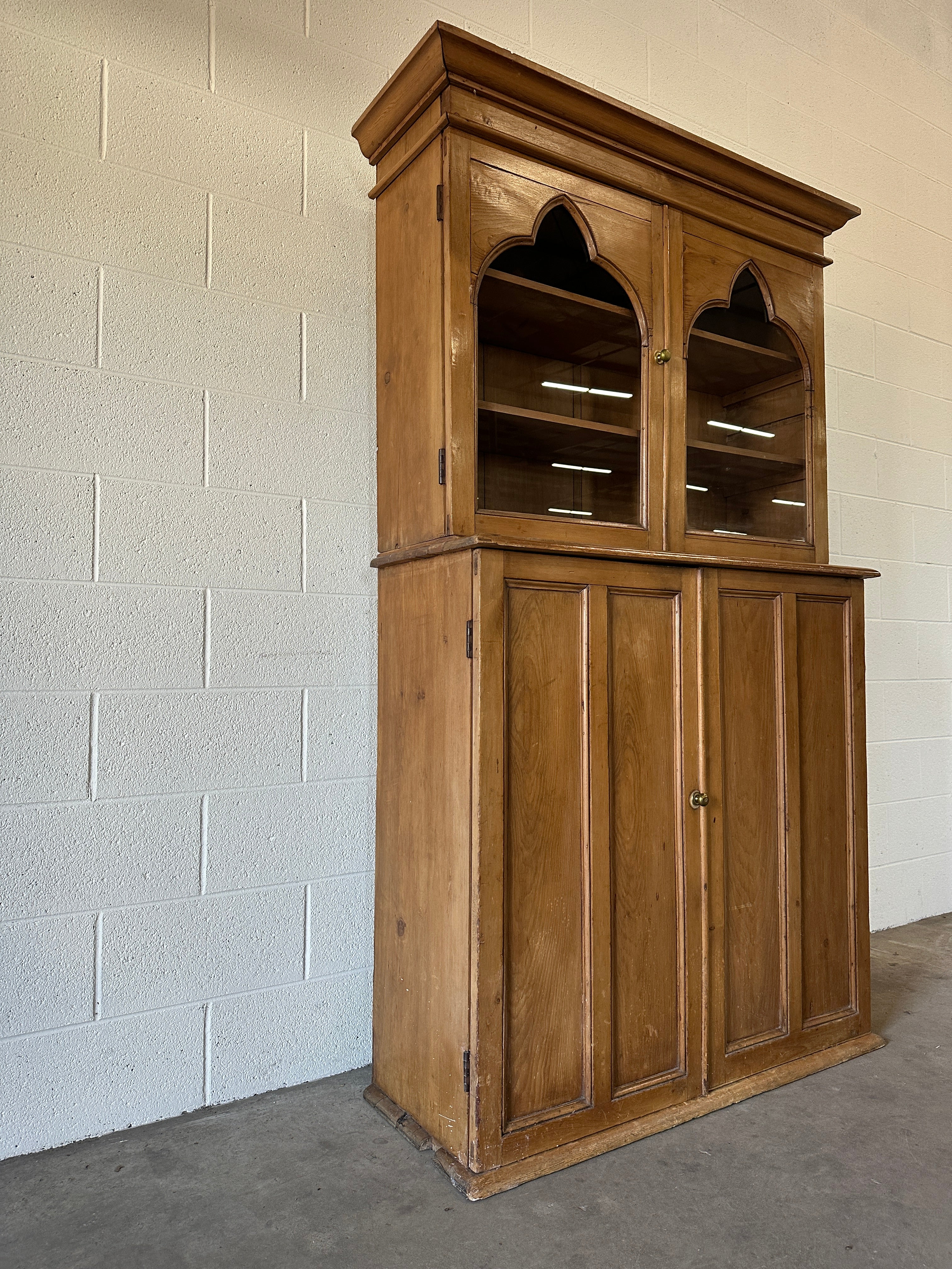 Antique European hutch with glass doors