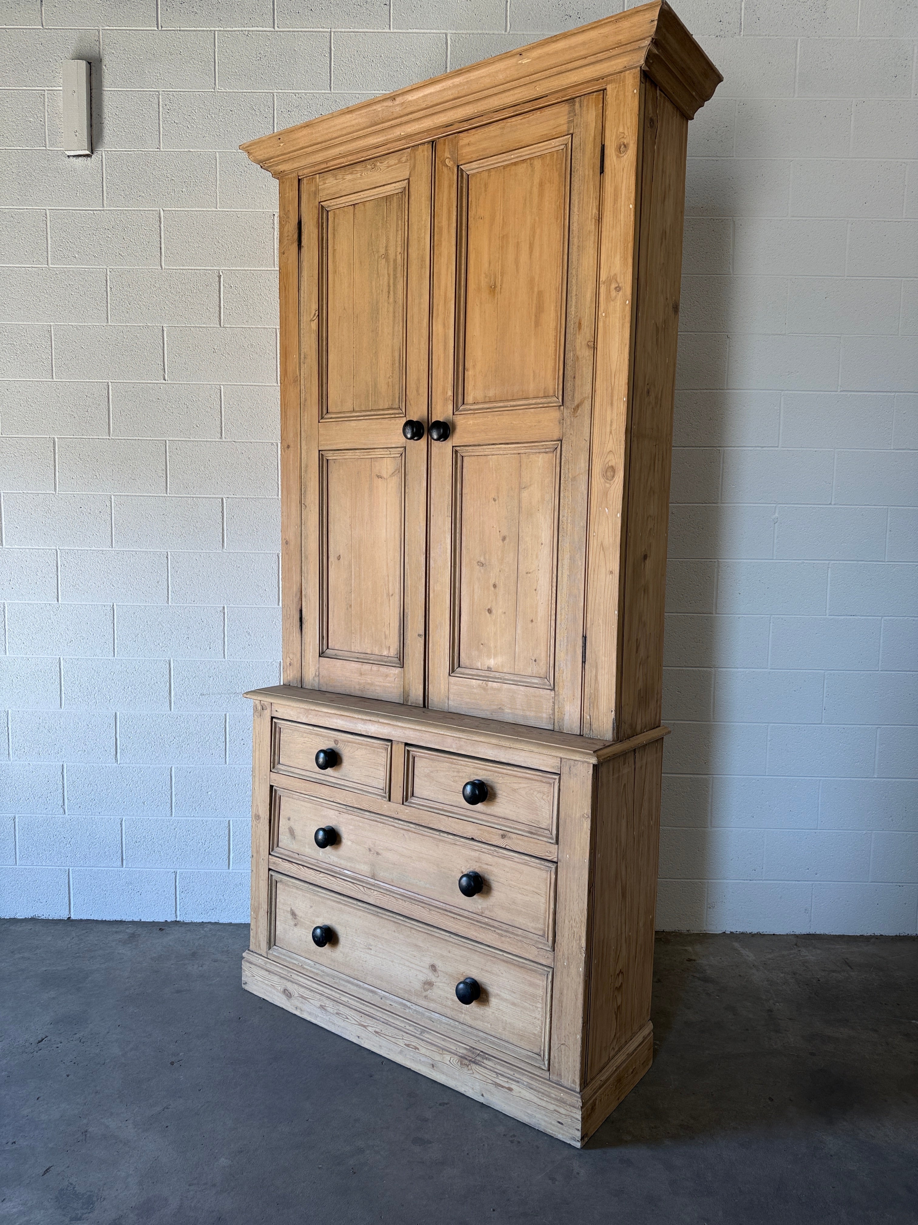 Exceptionally Tall English Pine Housekeeper’s Cupboard
