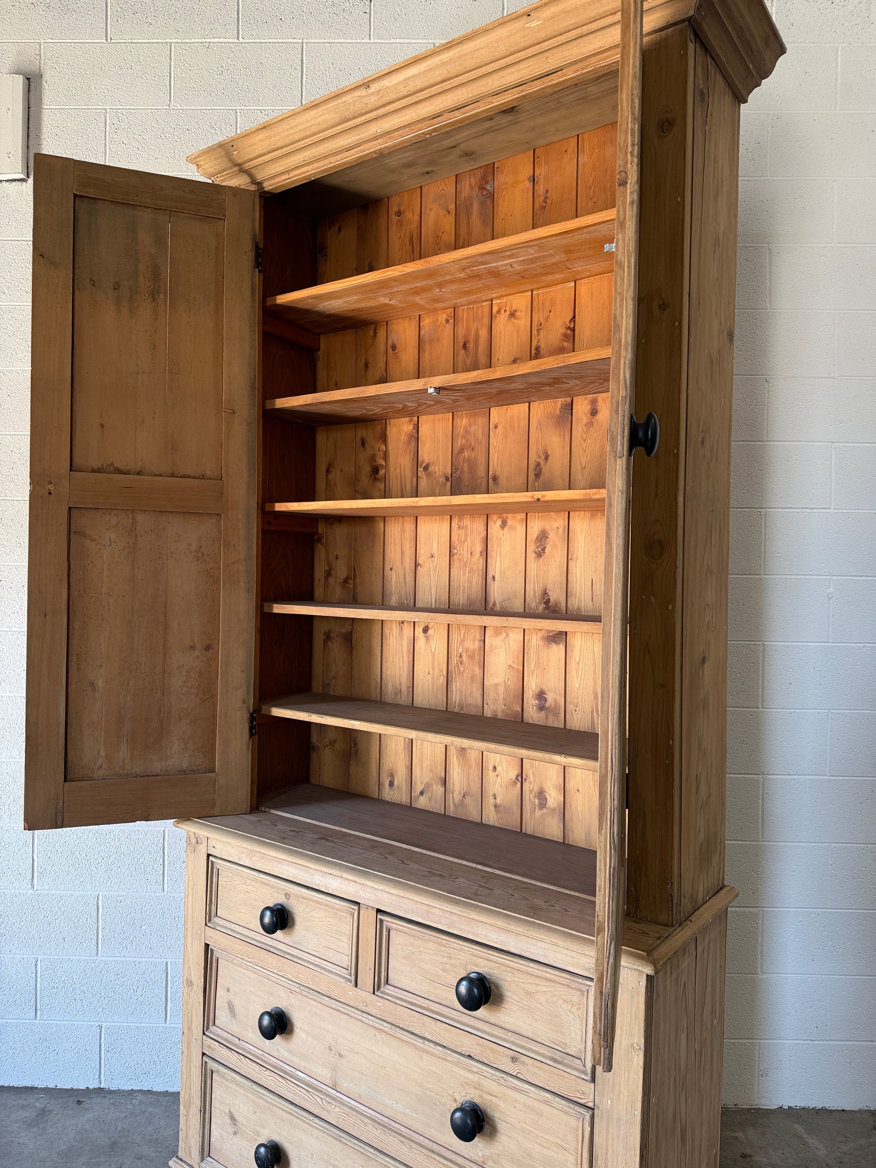 Exceptionally Tall English Pine Housekeeper’s Cupboard