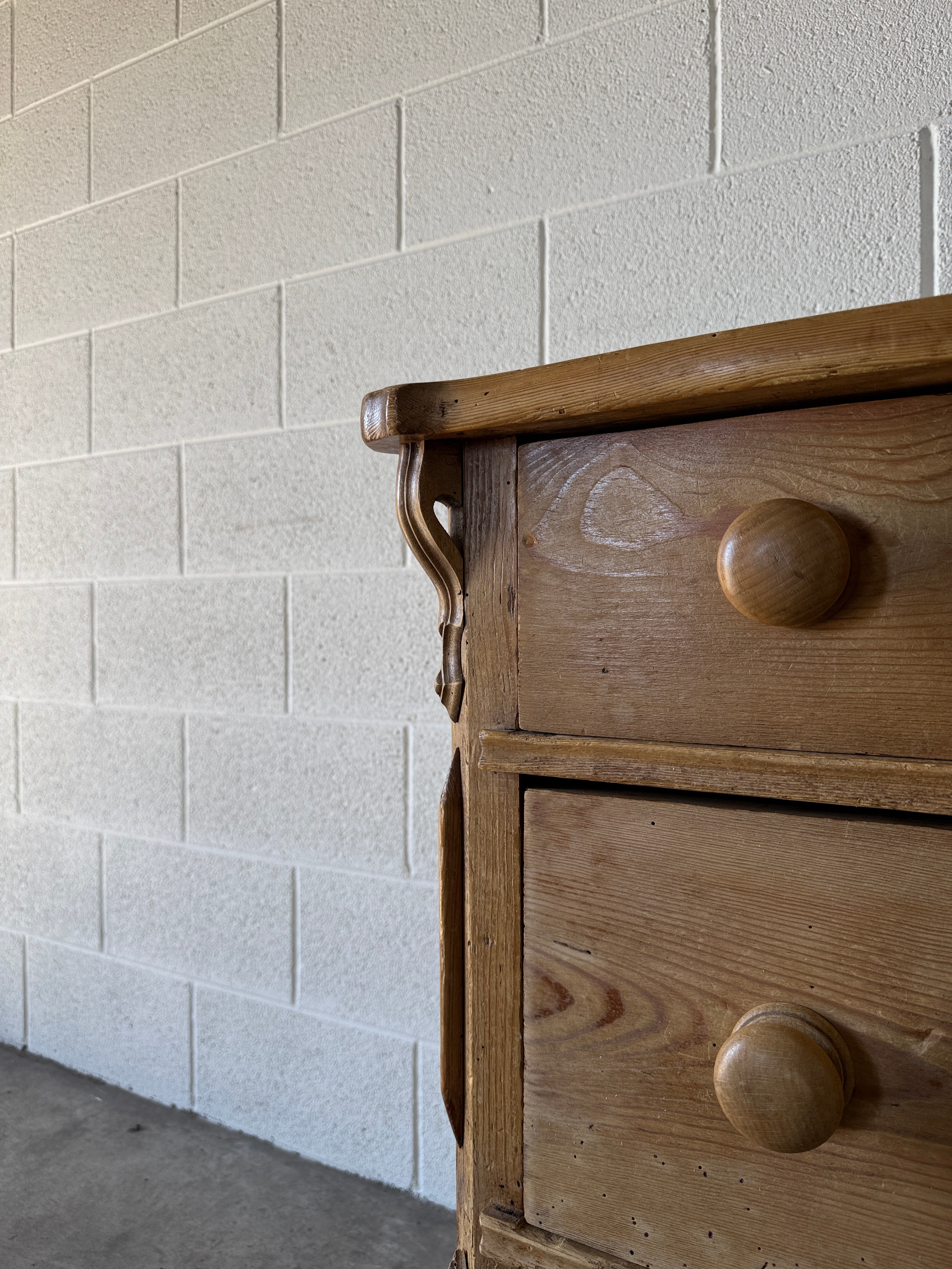 Antique Dutch Pine Three‑Drawer Chest