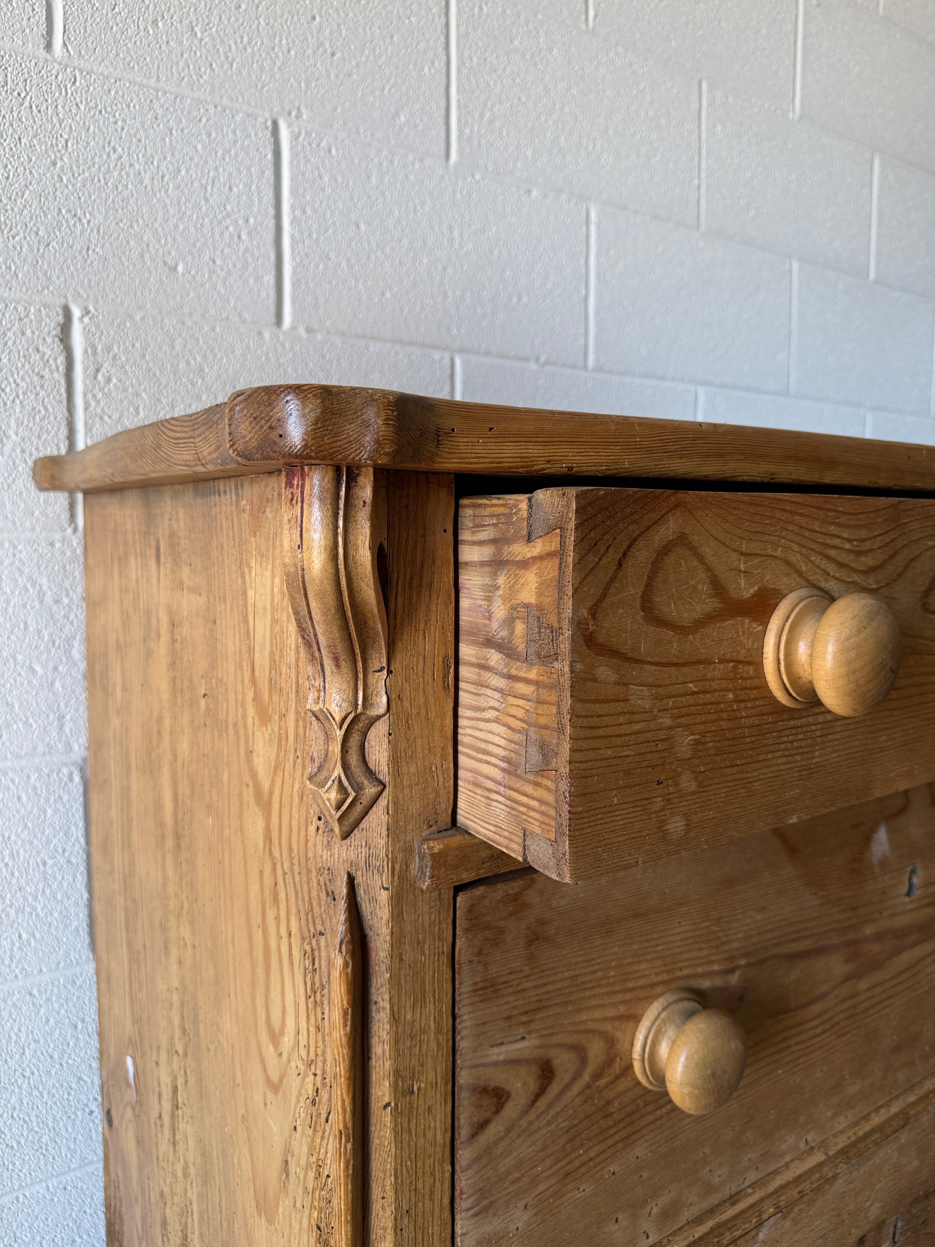 Antique Dutch Pine Three‑Drawer Chest